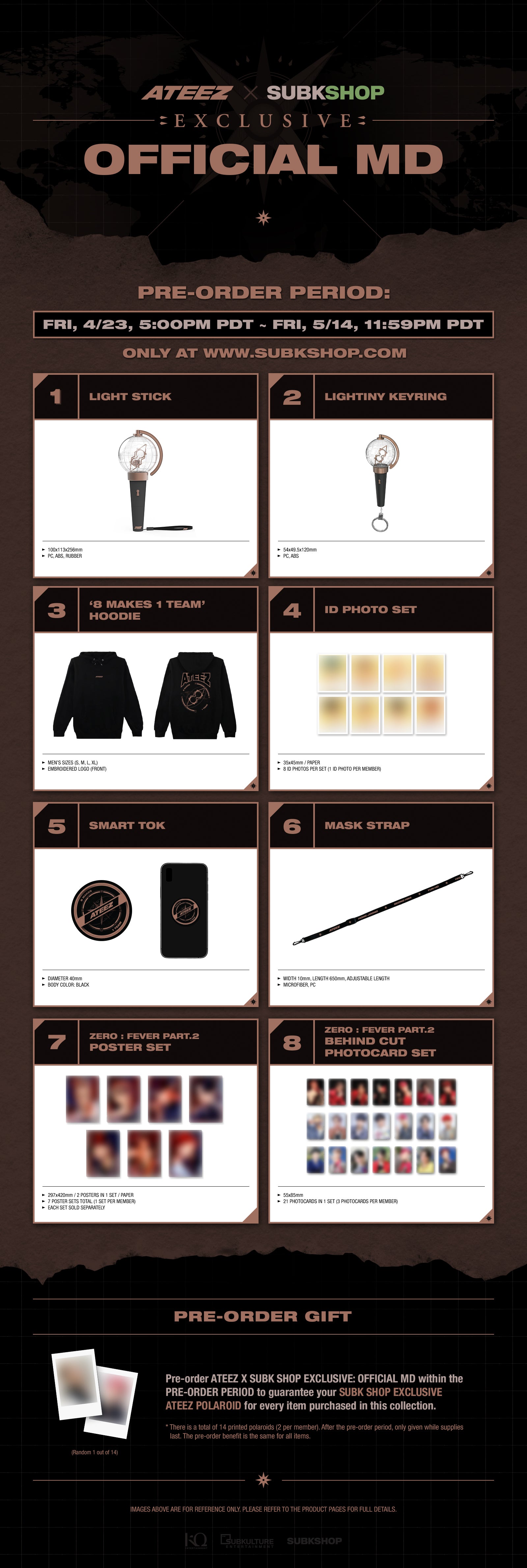 【16枚】ATEEZ subk shop 公式MD トレカ セット　出回り無し ATEEZ x SUBK SHOP EXCLUSIVE: OFFICIAL MD COLLECTION – SubK Shop