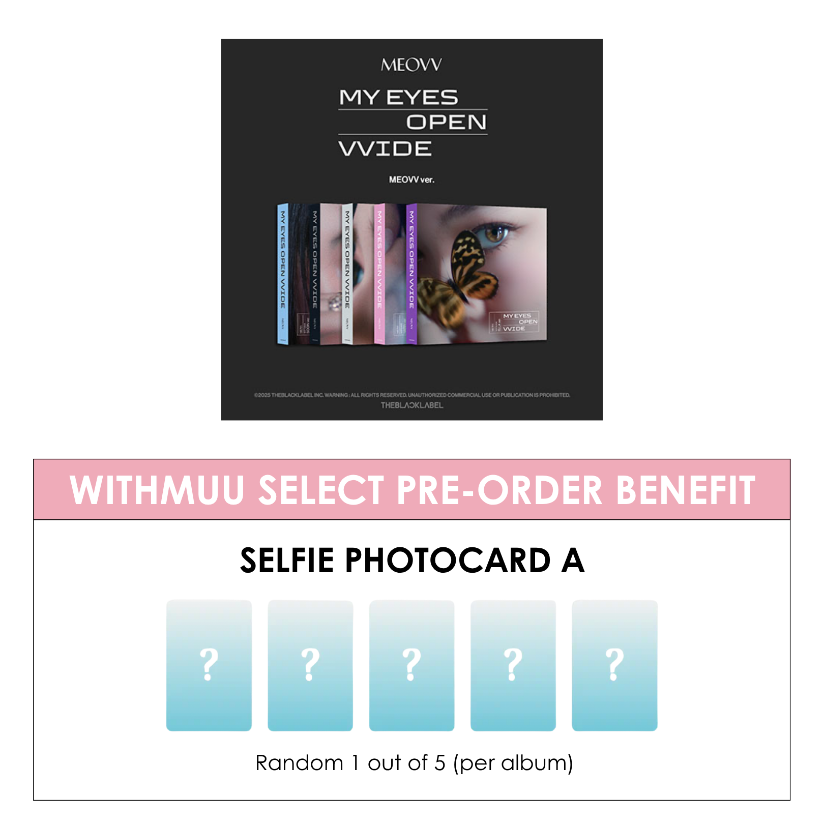 MEOVV 1ST EP ALBUM - MY EYES OPEN VVIDE (MEOVV VER.) + WITHMUU PHOTOCARD