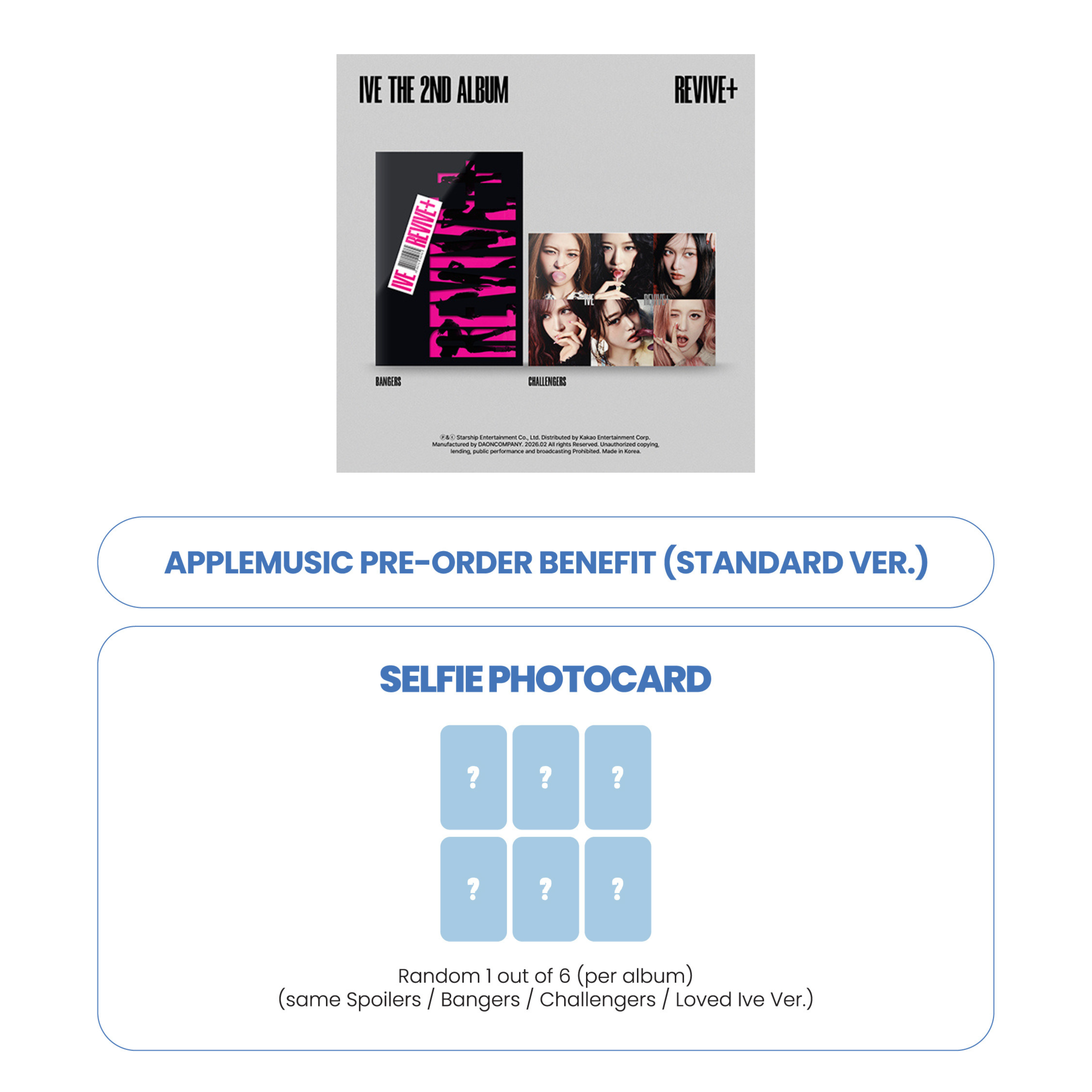IVE 2ND ALBUM - REVIVI+ (STANDARD VER.) + APPLEMUSIC PHOTOCARD