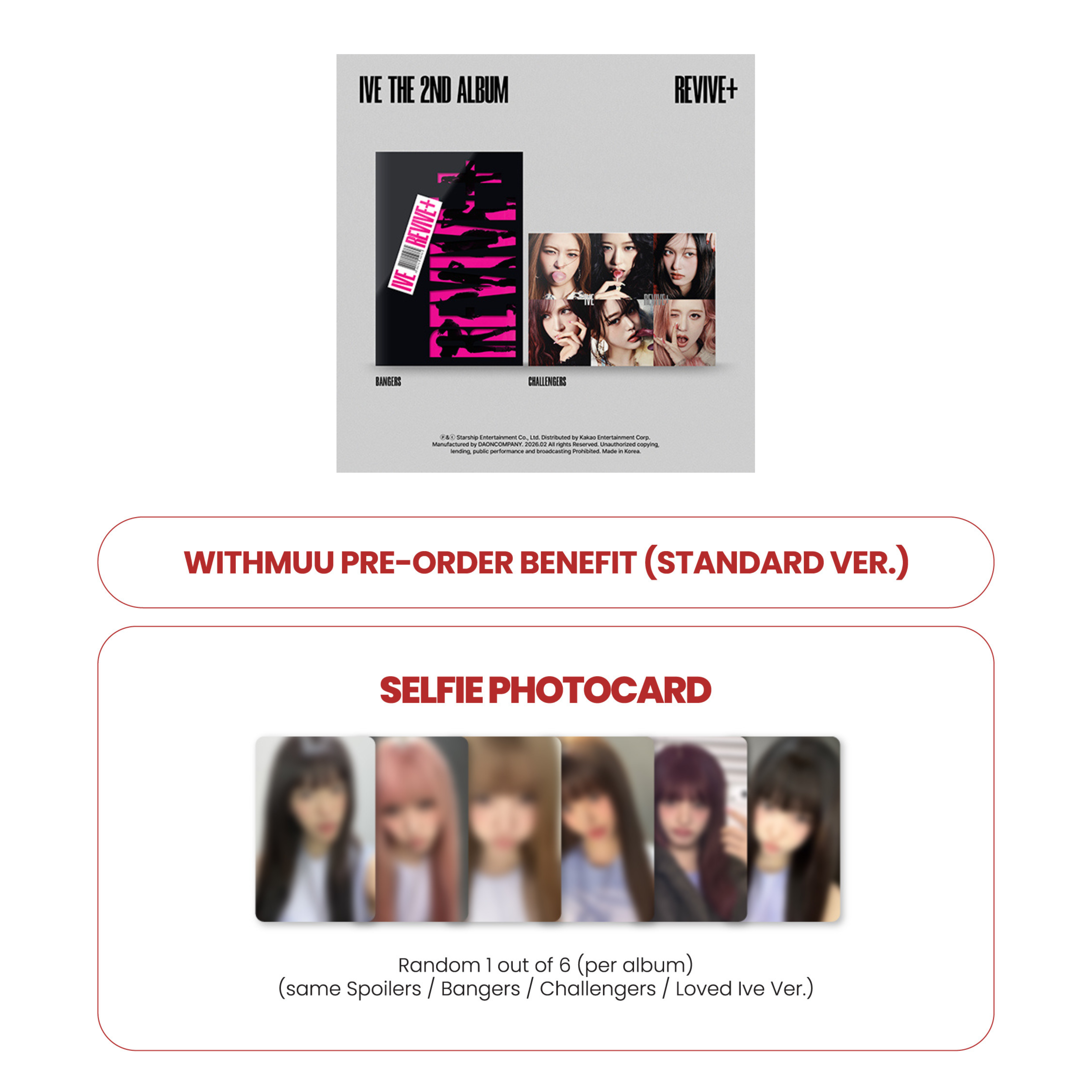 IVE 2ND ALBUM - REVIVI+ (STANDARD VER.) + WITHMUU PHOTOCARD (PRE-ORDER)