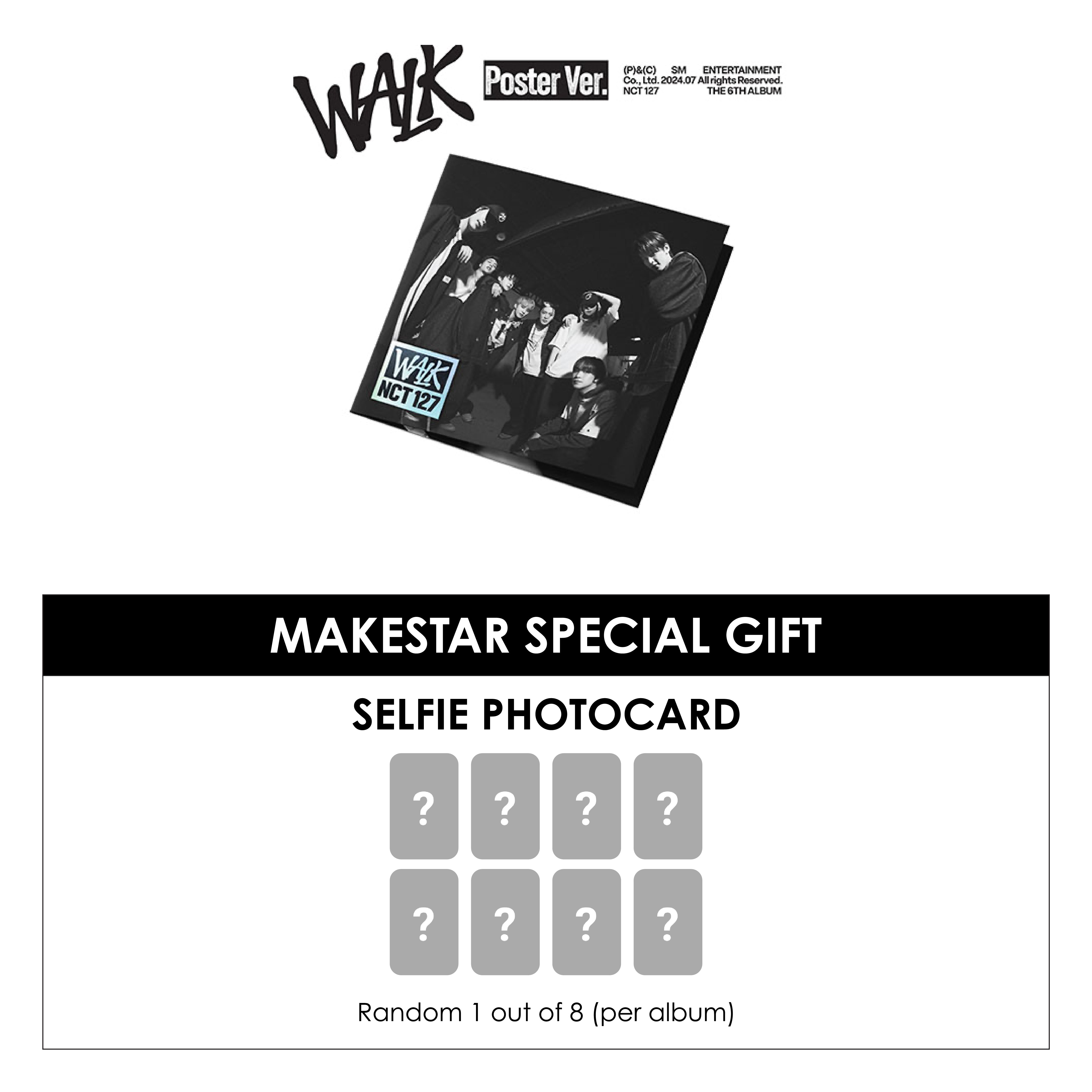 NCT 127 6TH ALBUM - WALK (POSTER VER.) + MAKESTAR PHOTOCARD (LD VER.)
