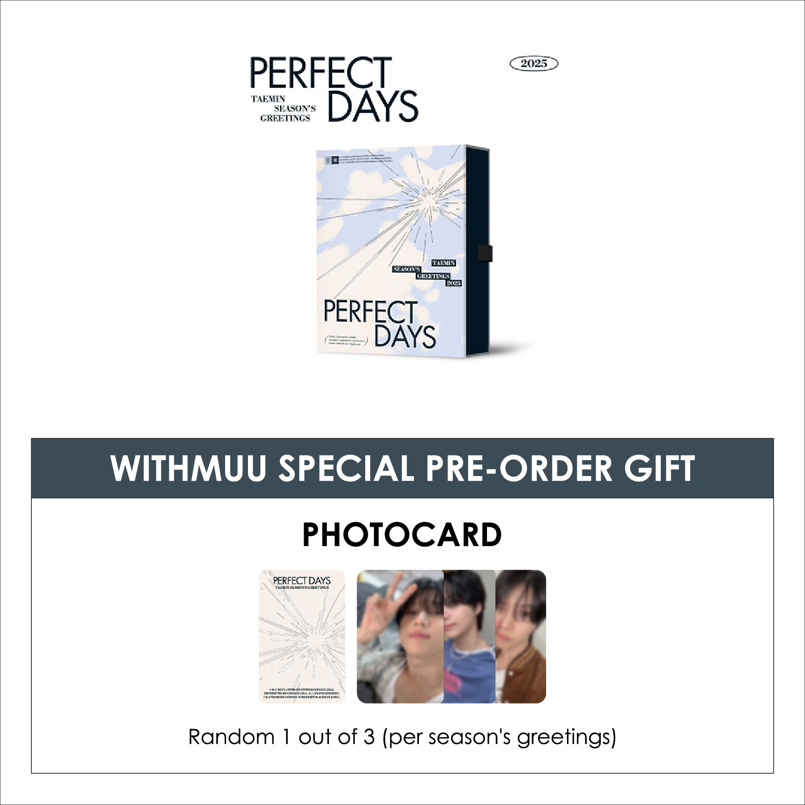 TAEMIN 2025 SEASON'S GREETINGS - PERFECT DAYS + WITHMUU PHOTOCARD