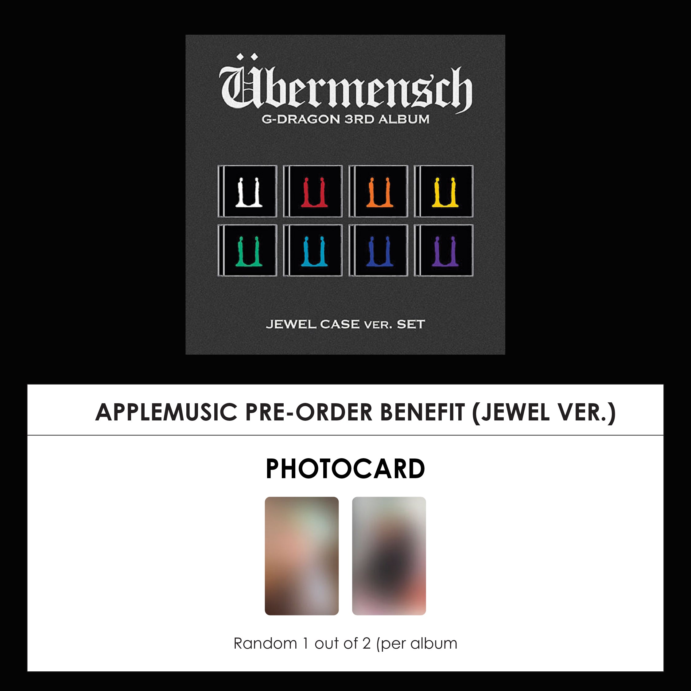 G-DRAGON 3RD ALBUM - ÜBERMENSCH (JEWEL VER.) + APPLEMUSIC PHOTOCARD