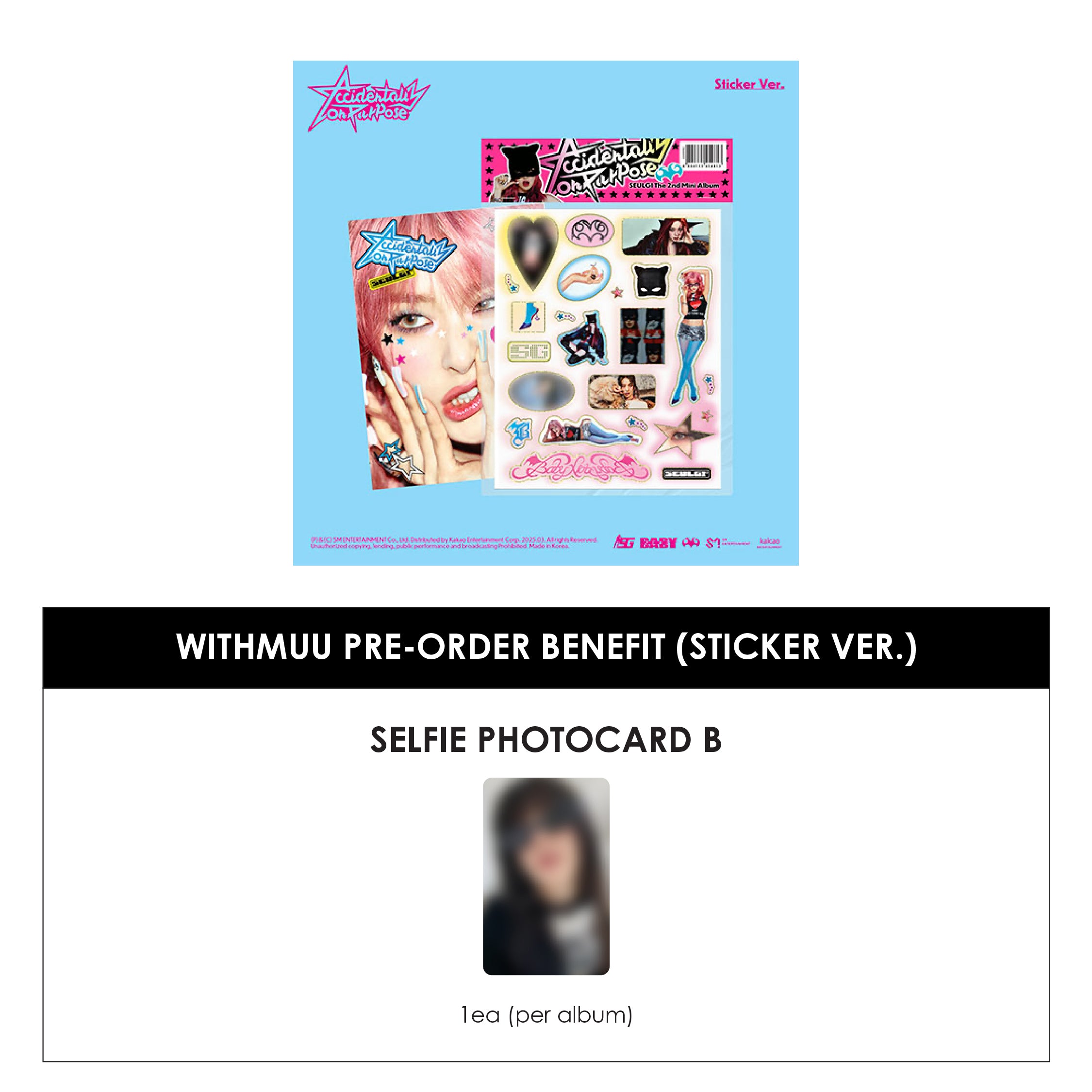 SEULGI (RED VELVET) 2ND MINI ALBUM - ACCIDENTALLY ON PURPOSE (STICKER VER.) + WITHMUU PHOTOCARD