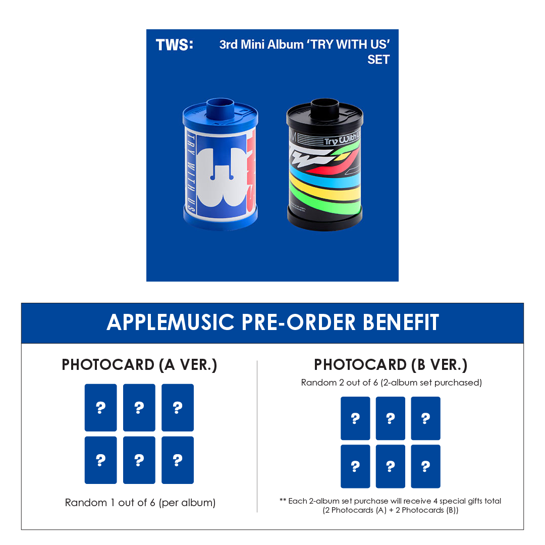 TWS 3RD MINI ALBUM - TRY WITH US + APPLEMUSIC PHOTOCARD – SubK Shop TWS 3RD MINI ALBUM - TRY WITH US + APPLEMUSIC PHOTOCARD – SubK Shop