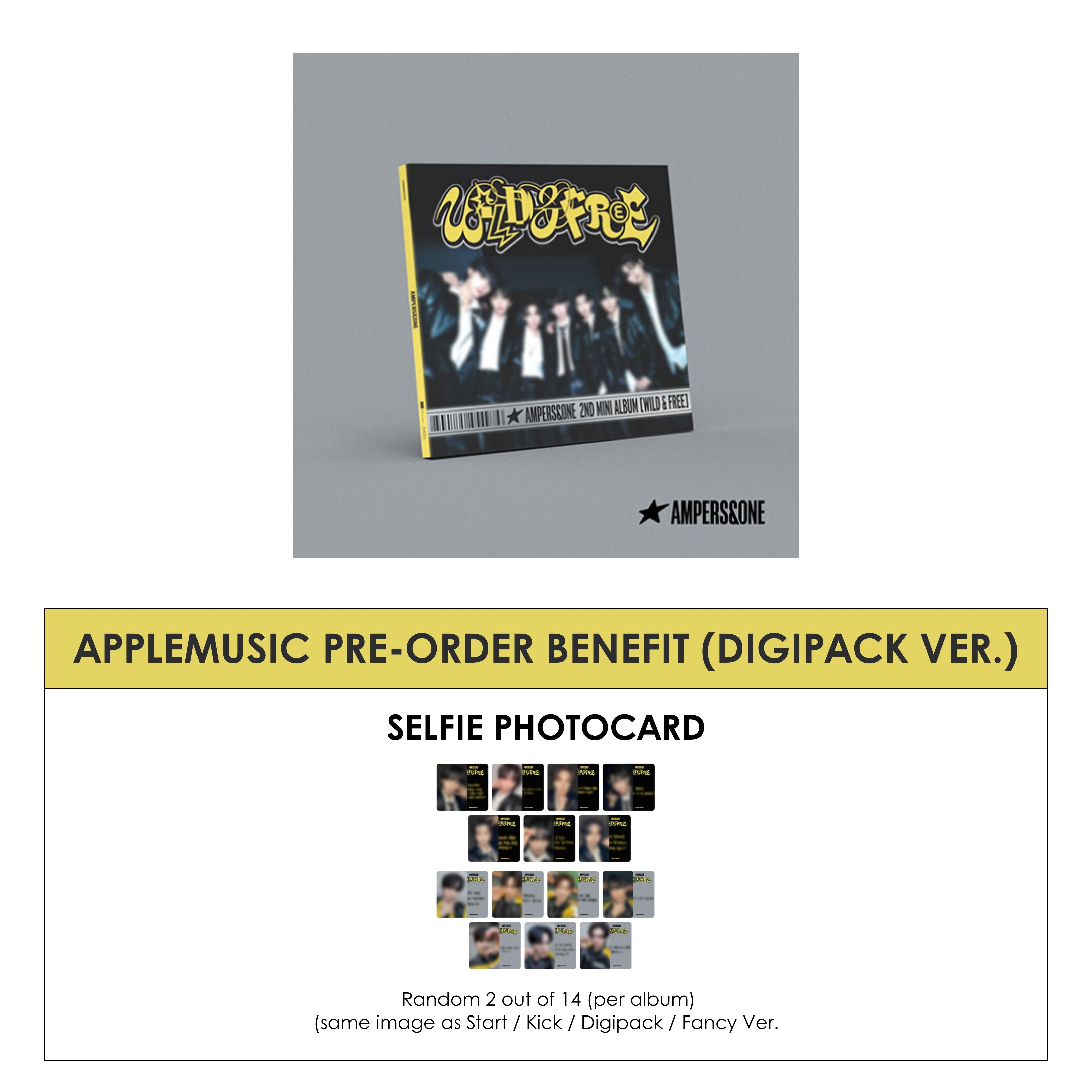 AMPERS&ONE 2ND MINI ALBUM - WILD&FREE (DIGIPACK VER.) + APPLEMUSIC PHOTOCARD