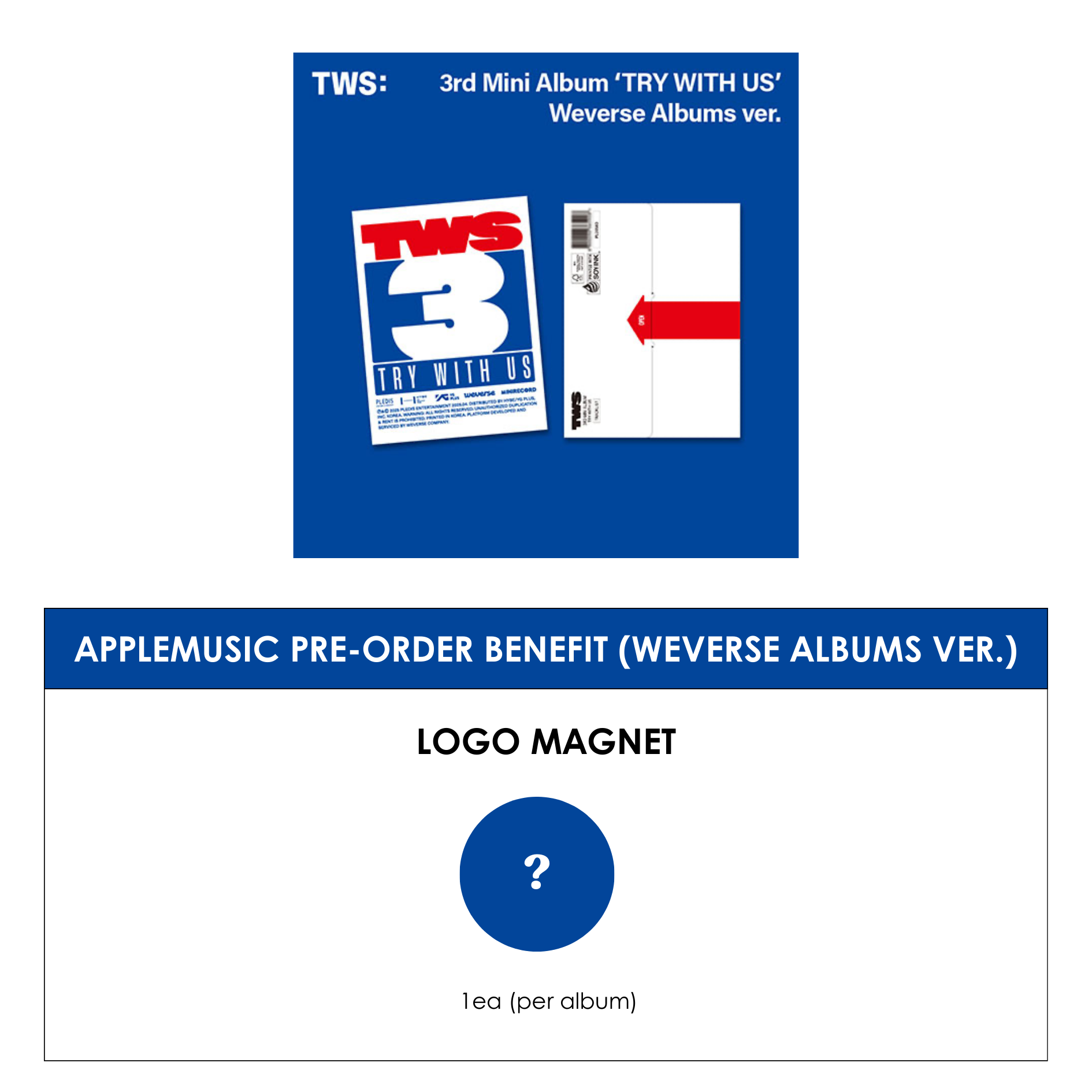 TWS 3RD MINI ALBUM - TRY WITH US (WEVERSE ALBUMS VER.) + APPLEMUSIC LOGO MAGNET