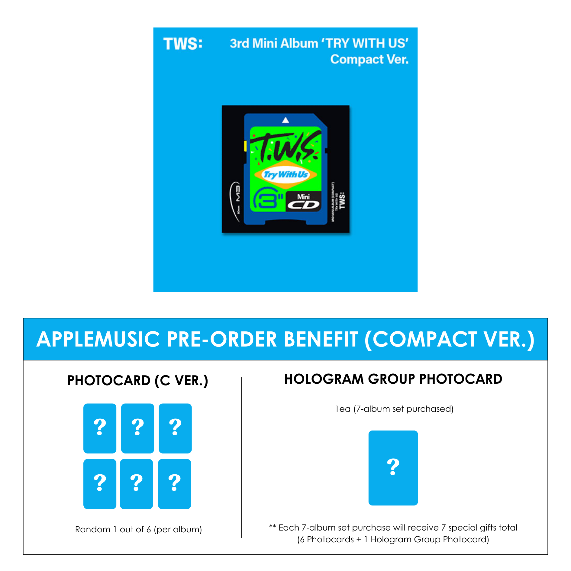 TWS 3RD MINI ALBUM - TRY WITH US (COMPACT VER.) + APPLEMUSIC PHOTOCARD