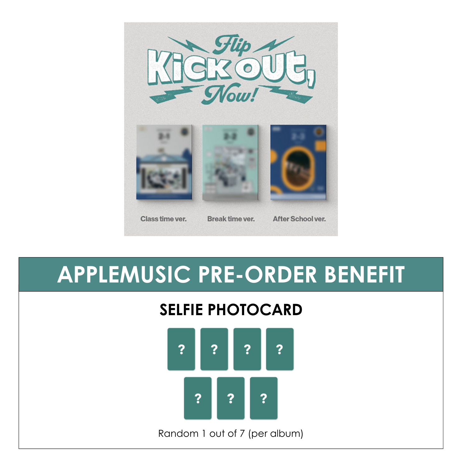 KICKFLIP 2ND MINI ALBUM - KICK OUT, FLIP NOW! + APPLEMUSIC PHOTOCARD