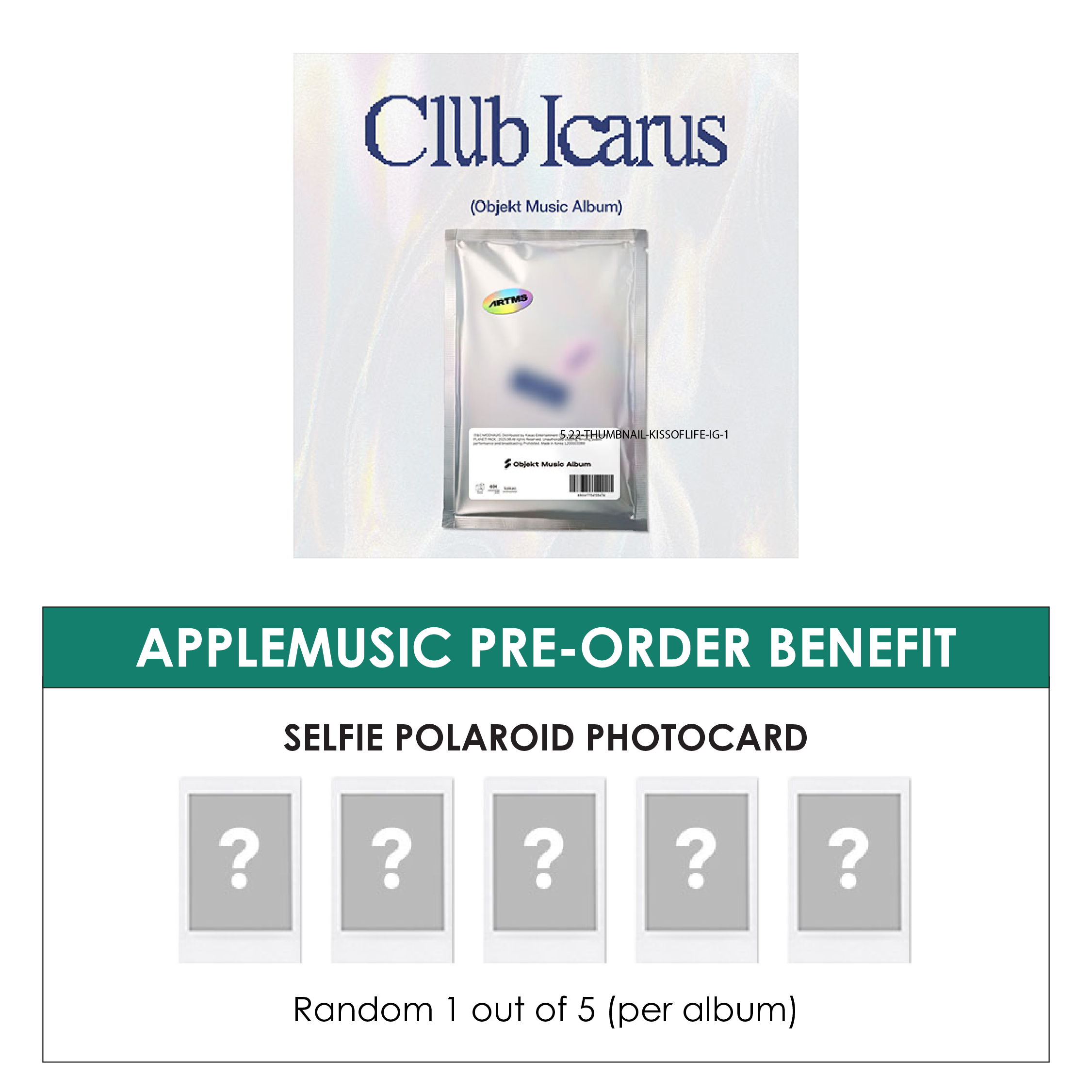 ARTMS 1ST MINI ALBUM - CLUB ICARUS (OBJEKT MUSIC ALBUM) + APPLEMUSIC PHOTOCARD