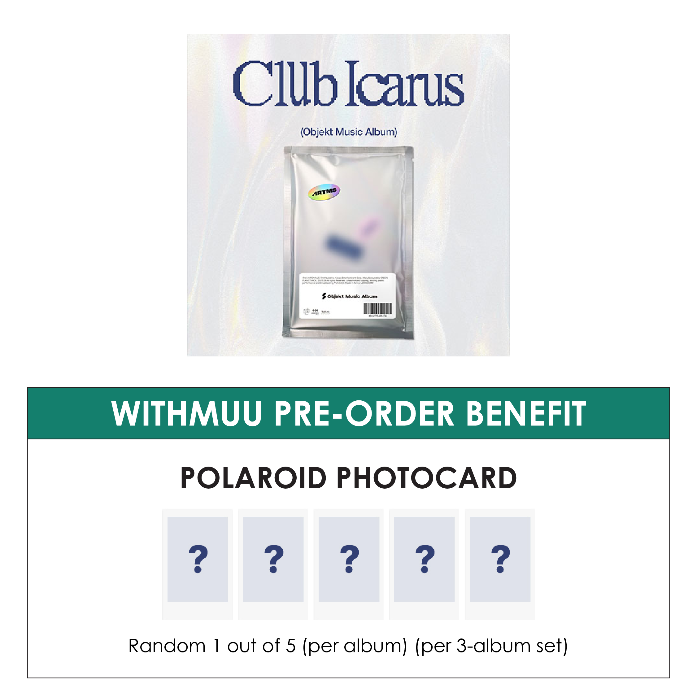 ARTMS 1ST MINI ALBUM - CLUB ICARUS (OBJEKT MUSIC ALBUM) + WITHMUU PHOTOCARD