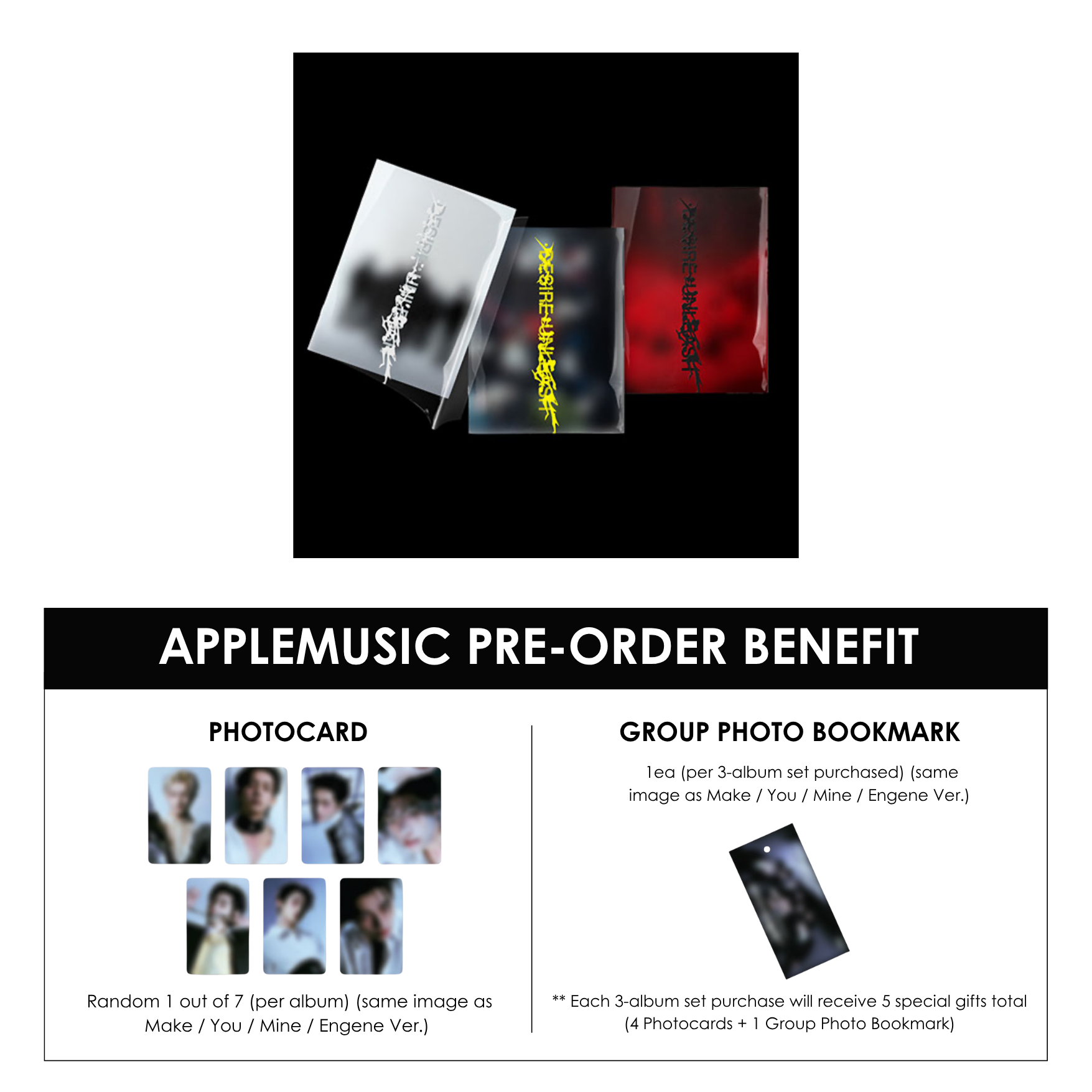 ENHYPEN 6TH MINI ALBUM - DESIRE : UNLEASH + APPLEMUSIC PHOTOCARD + BOOKMARK