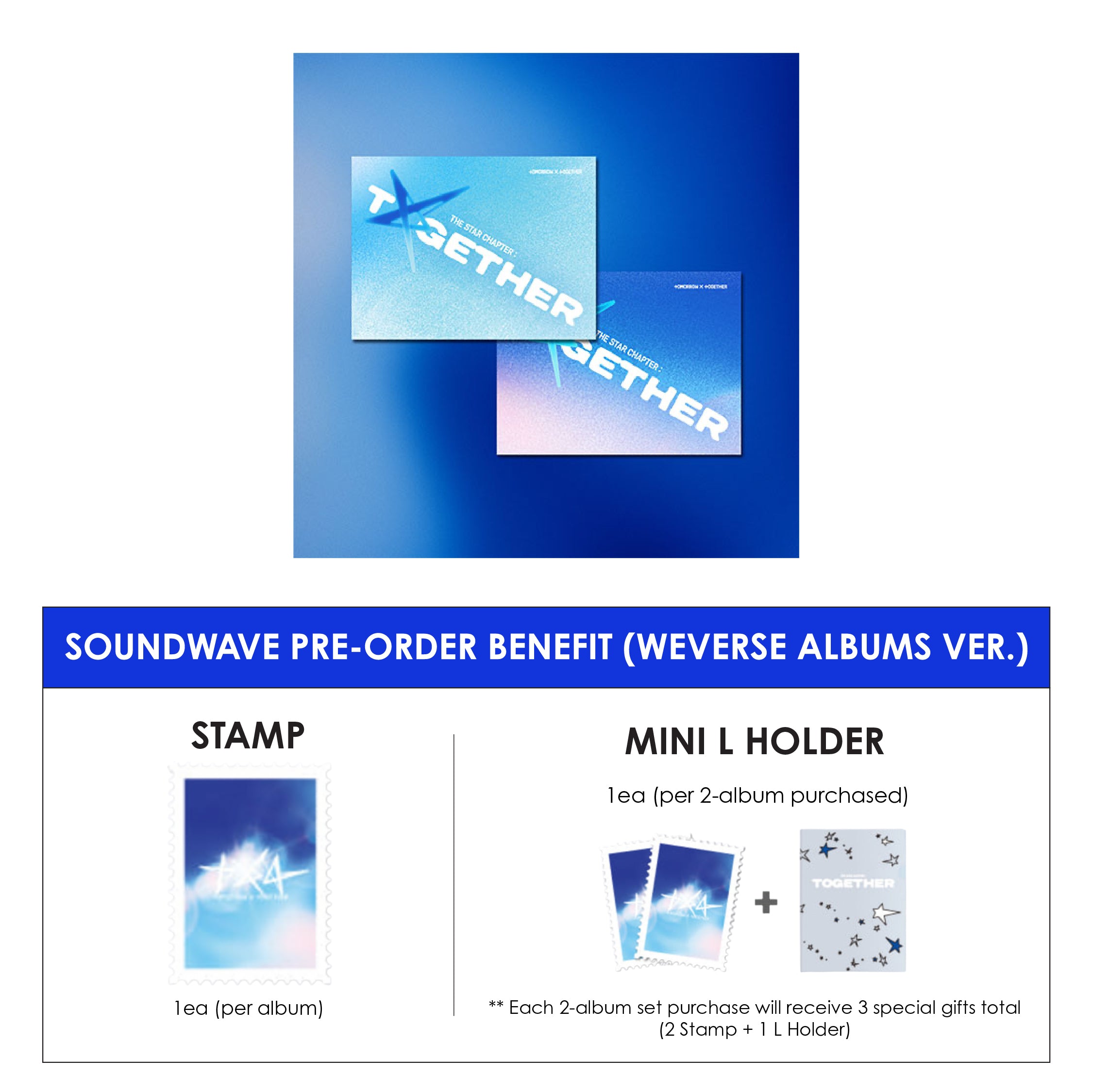 TXT 4TH ALBUM - THE STAR CHAPTER: TOGETHER (WEVERSE ALBUMS VER.) + SOUNDWAVE STAMP + L HOLDER