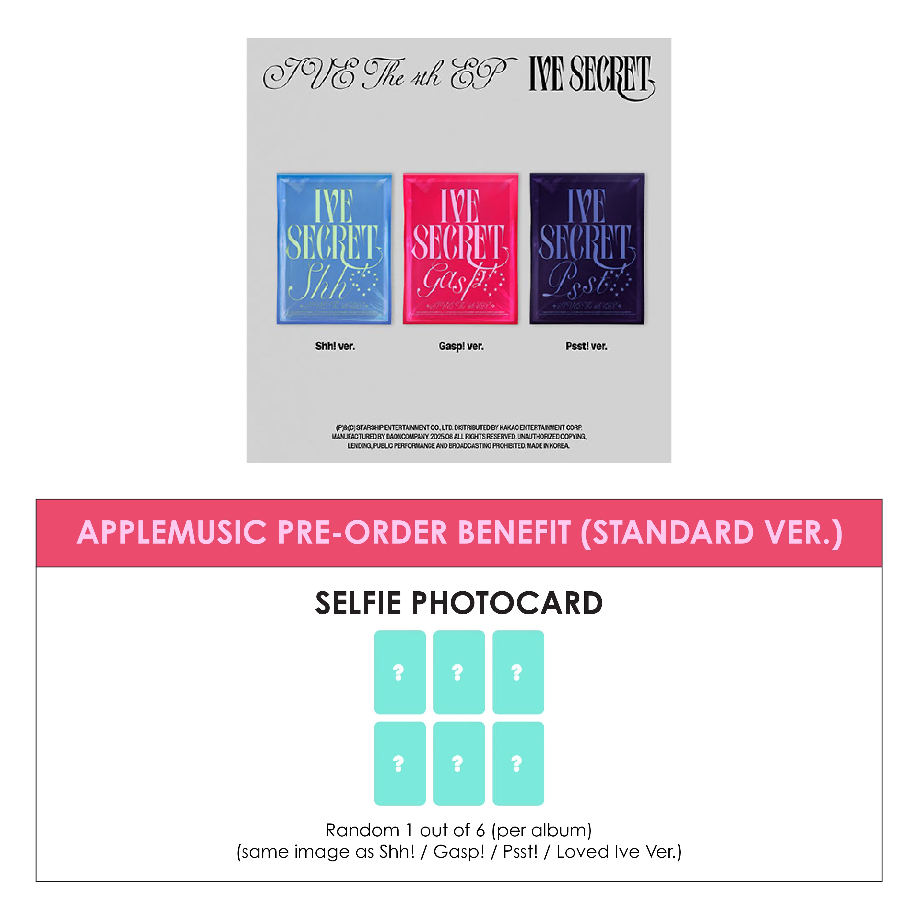 IVE 3RD EP ALBUM - IVE SECRET (STANDARD VER.) + APPLEMUSIC PHOTOCARD