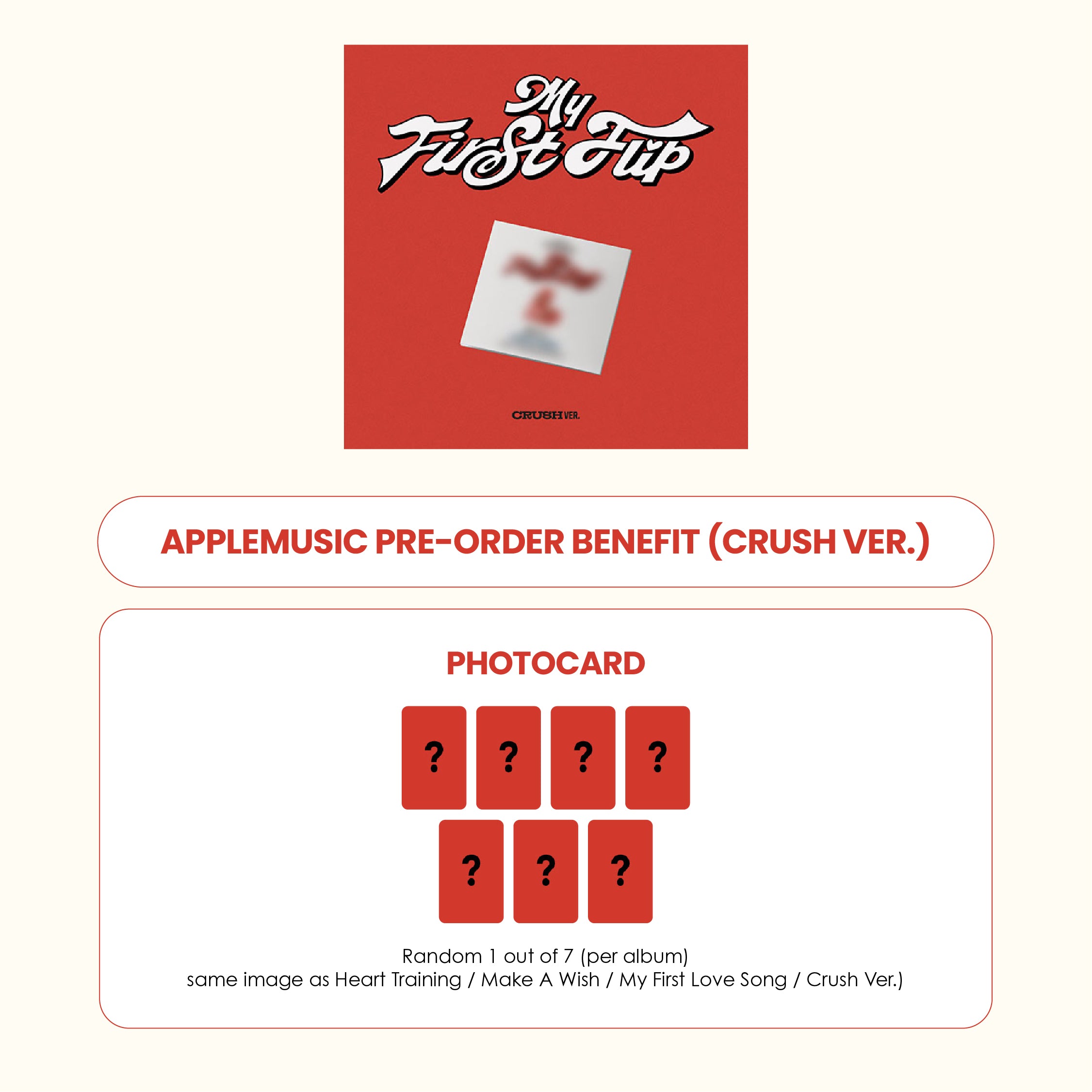 KICKFLIP 3RD MINI ALBUM - FIRST FLIP (CRUSH VER.) + APPLEMUSIC PHOTOCARD (PRE-ORDER)