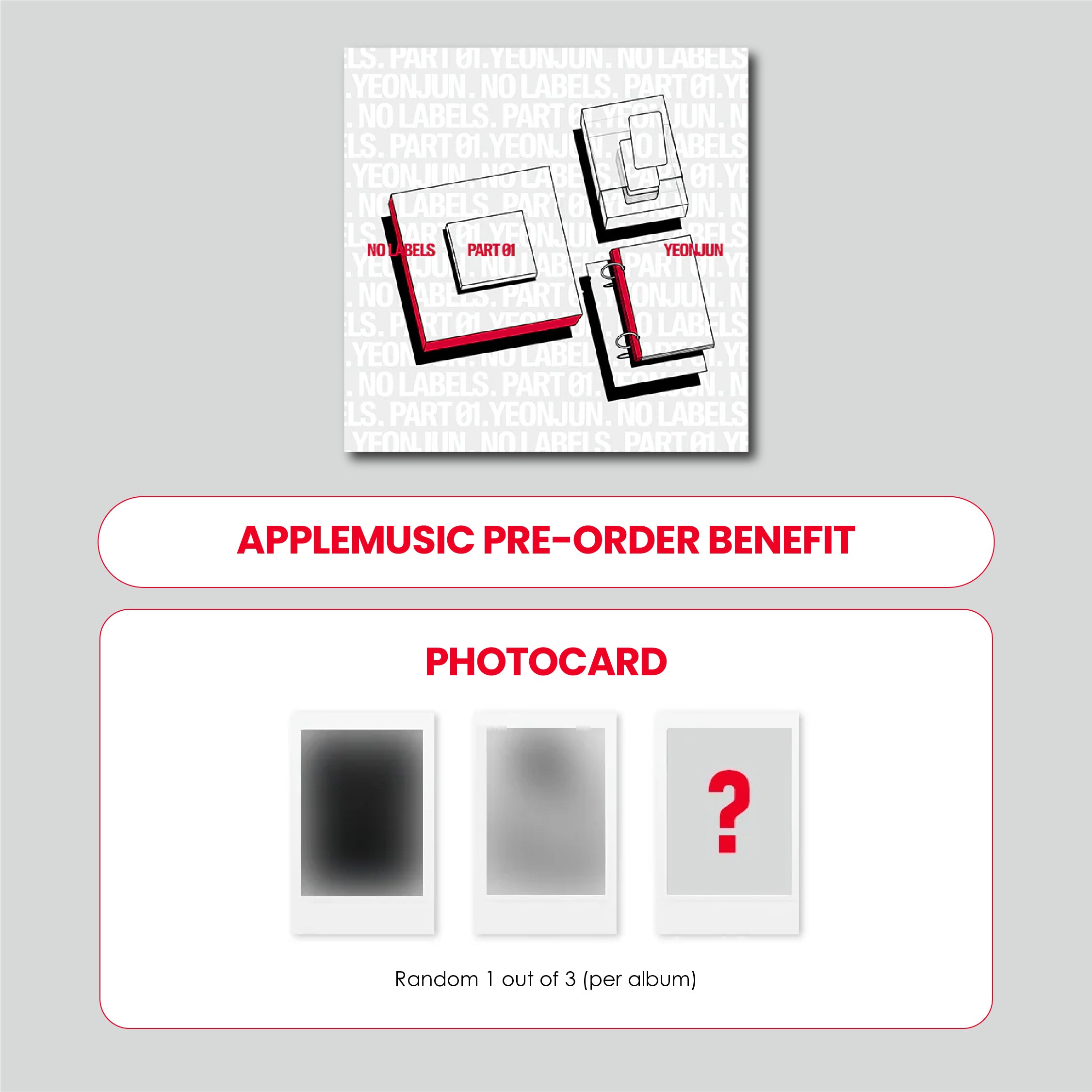 YEONJUN 1ST MINI ALBUM - NO LABELS: PART 01 + APPLEMUSIC PHOTOCARD (PRE-ORDER)