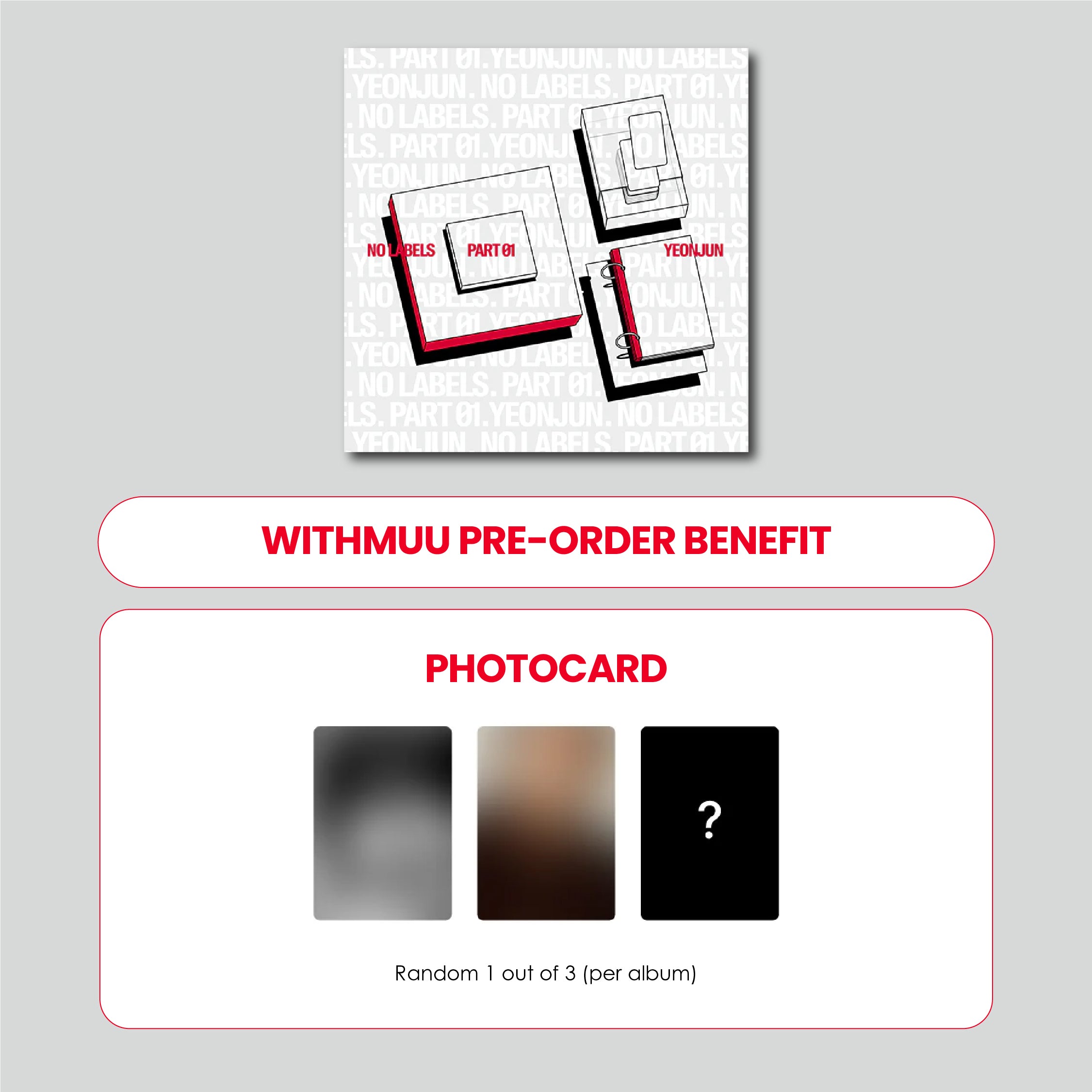 YEONJUN 1ST MINI ALBUM - NO LABELS: PART 01 + WITHMUU PHOTOCARD (PRE-ORDER)