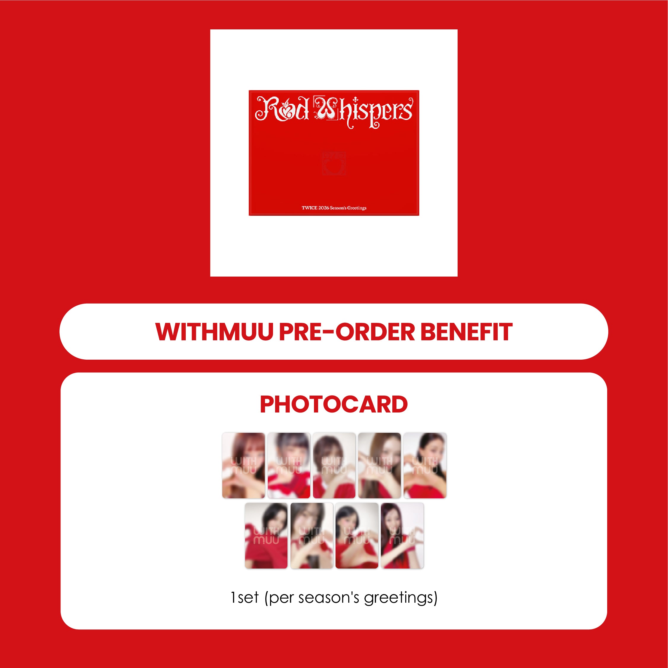 TWICE 2026 SEASON'S GREETINGS - RED WHISPERS + WITHMUU PHOTOCARD (PRE-ORDER)