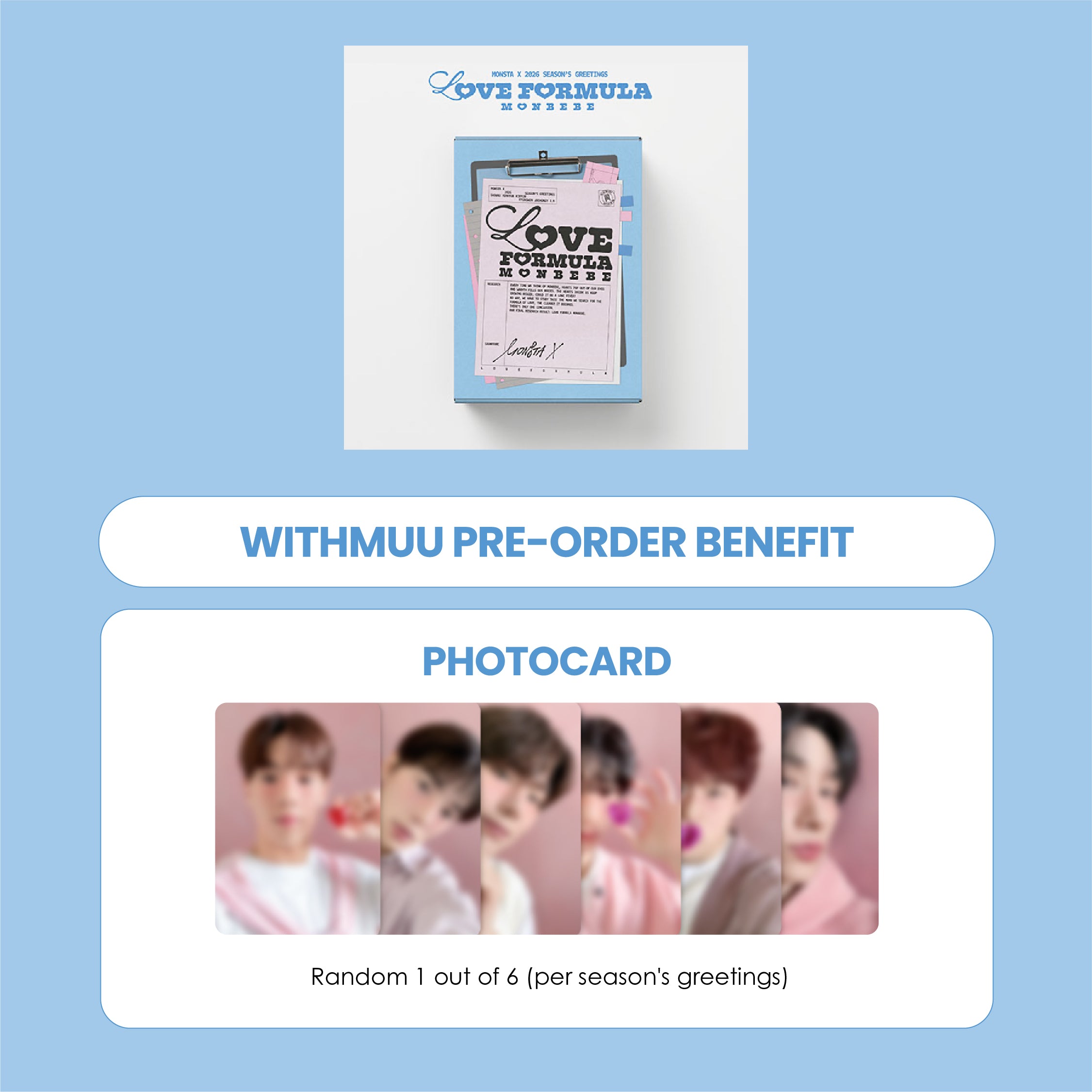 MONSTA X 2026 SEASON'S GREETINGS - LOVE FORMULA MONBEBE + WITHMUU PHOTOCARD (PRE-ORDER)