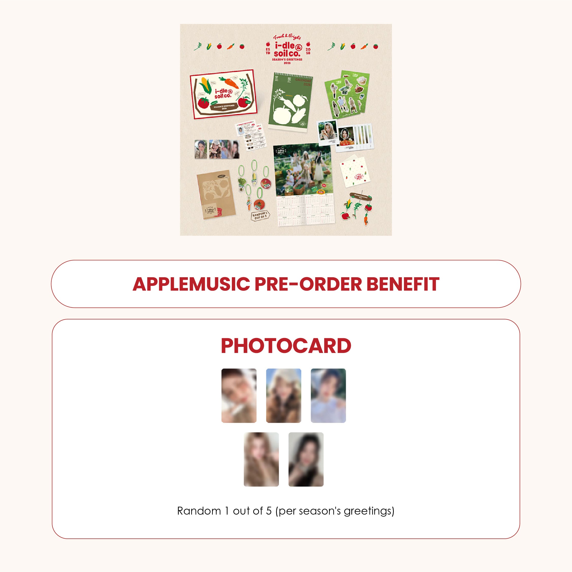 I-DLE 2026 SEASON'S GREETINGS - I-DLE & SOIL CO. + APPLEMUSIC PHOTOCARD (PRE-ORDER)