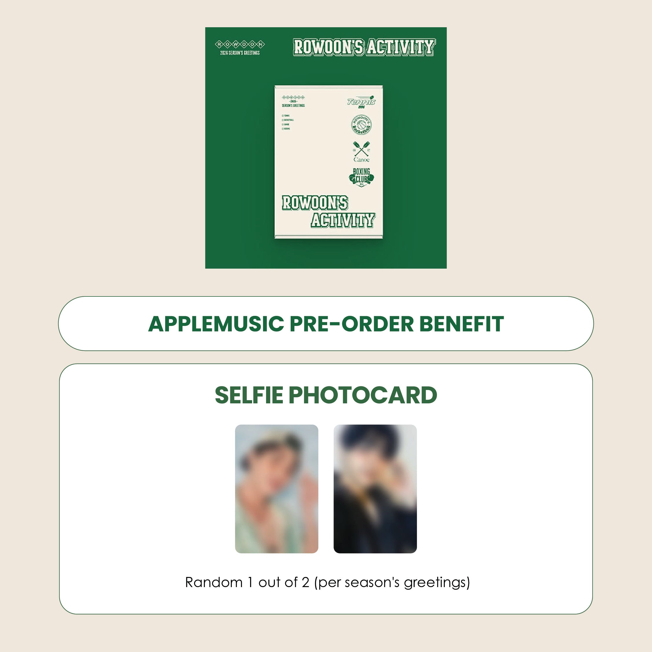 RO WOON 2026 SEASON'S GREETINGS -RO WOON'S ACTIVITY + APPLEMUSIC PHOTOCARD (PRE-ORDER)