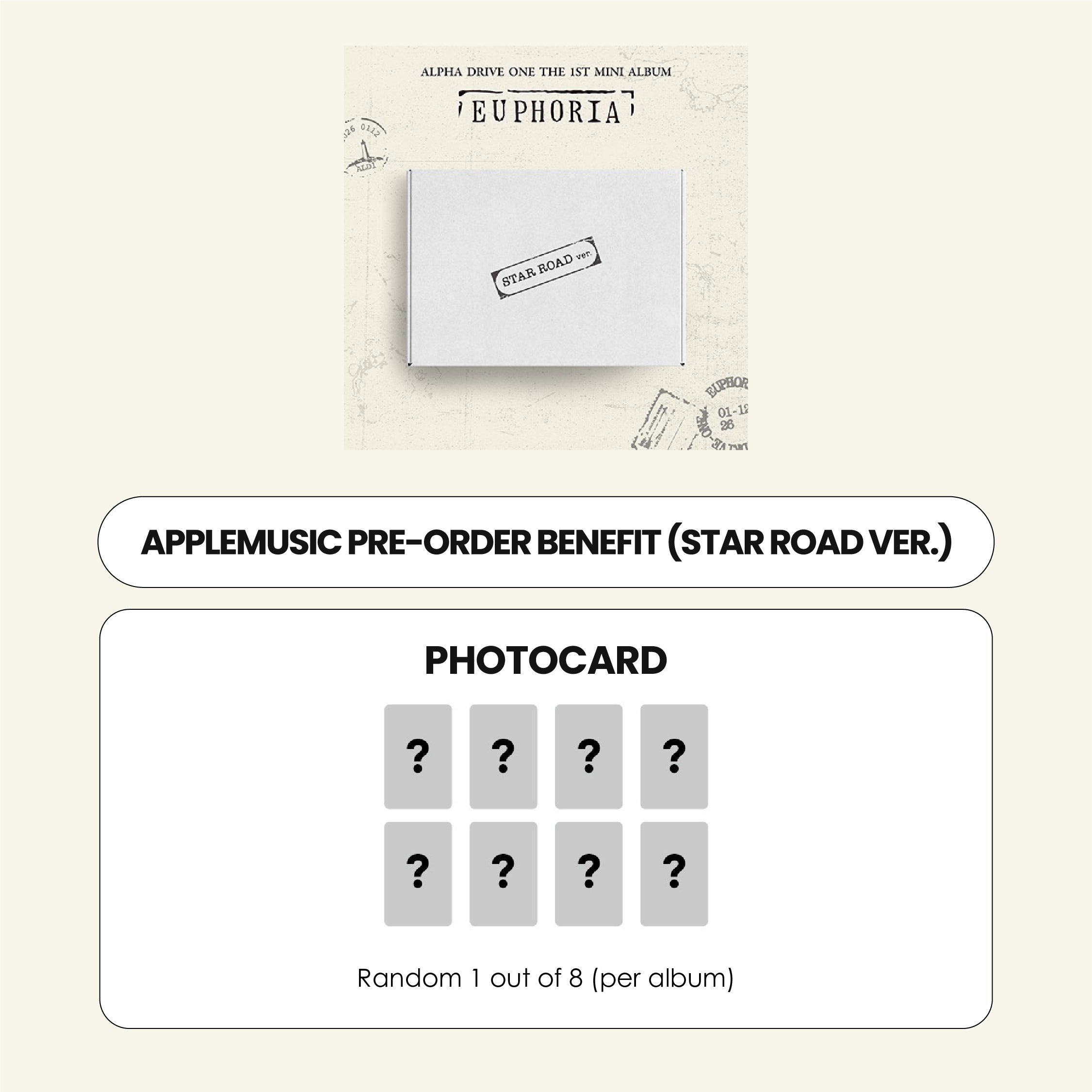ALPHA DRIVE ONE 1ST MINI ALBUM - EUPHORIA (STAR ROAD VER.) + APPLEMUSIC PHOTOCARD (PRE-ORDER)