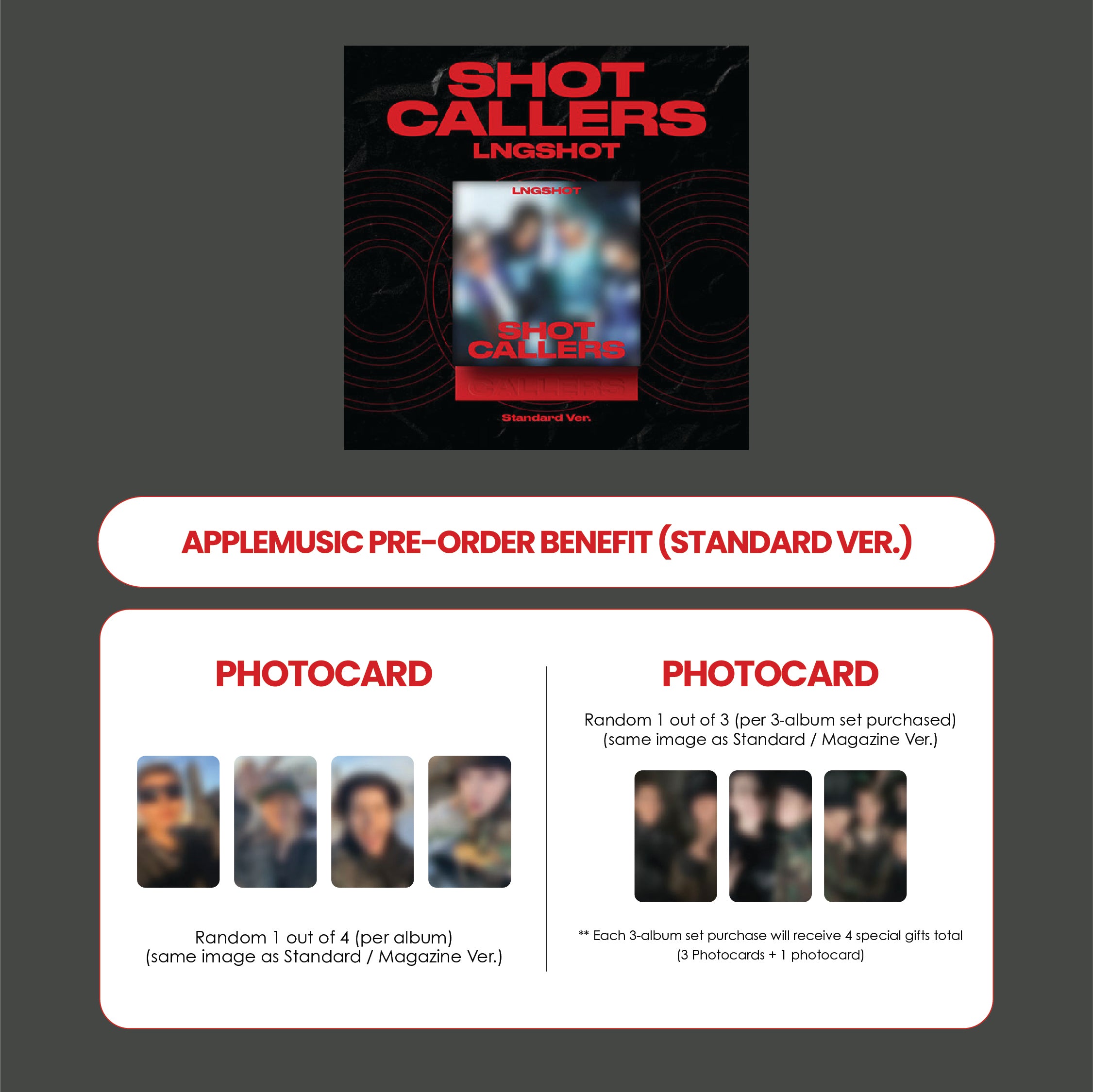 LNGSHOT 1ST EP ALBUM - SHOT CALLERS (STANDARD VER.) + APPLEMUSIC PHOTOCARD (PRE-ORDER)