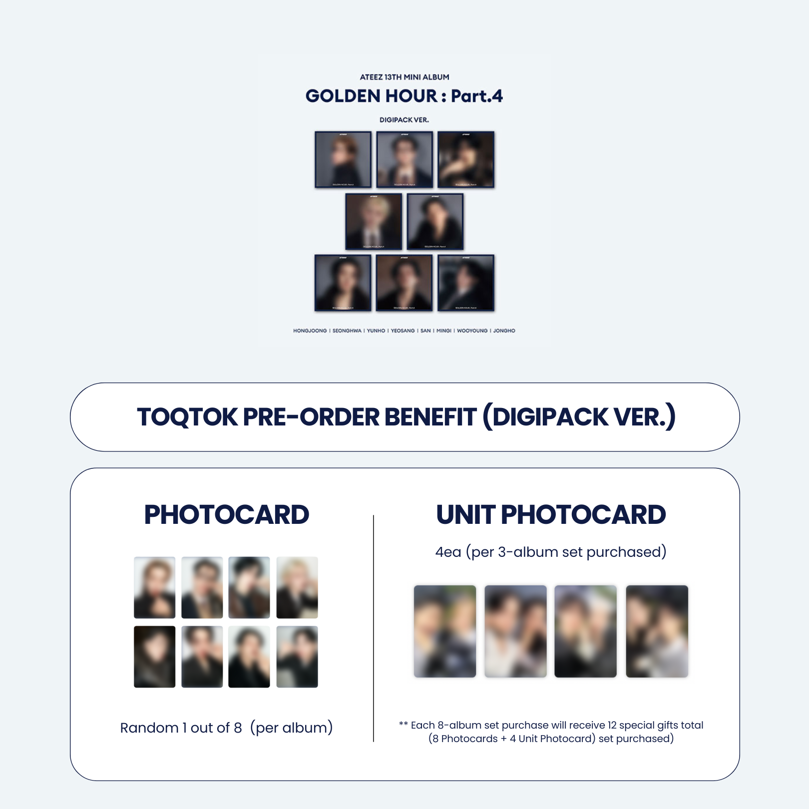 ATEEZ 13TH MINI ALBUM - GOLDEN HOUR : PART.4 (KOREA VER.) (DIGIPACK) + TOKTOQ PHOTOCARD (PRE-ORDER)