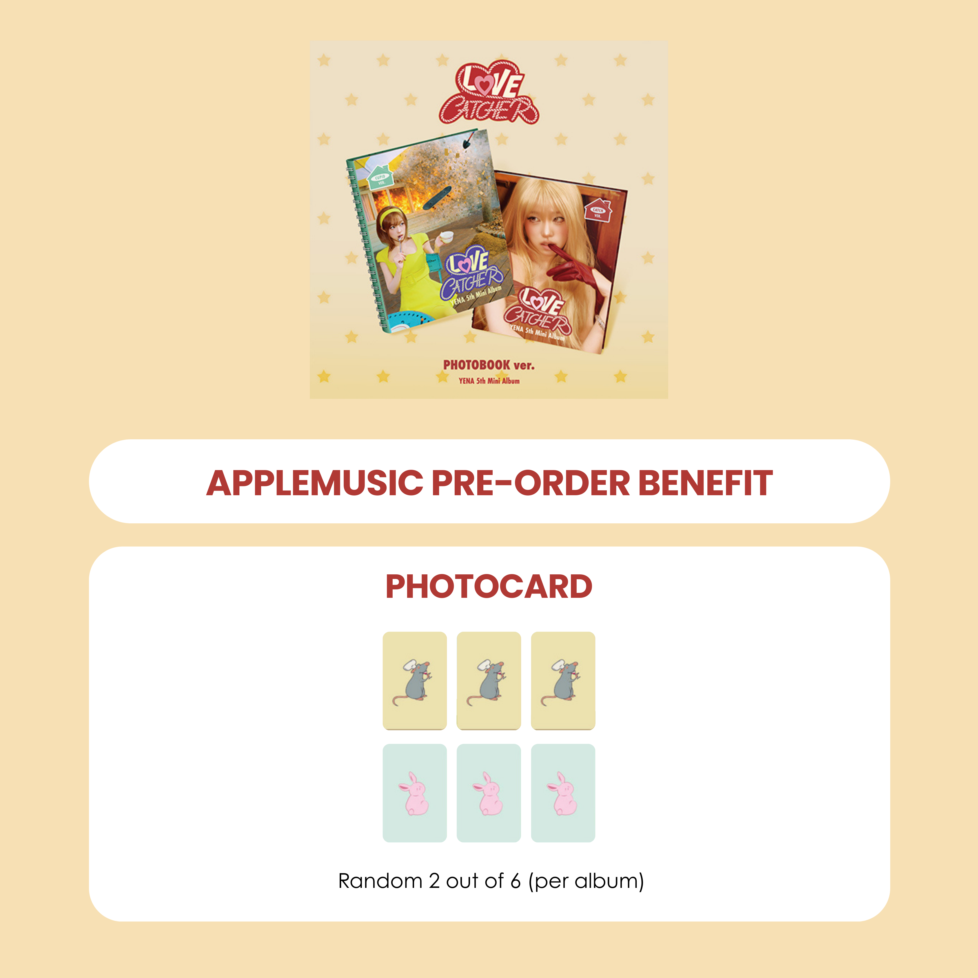YENA 5TH MINI ALBUM - LOVE CATCHER + APPLEMUSIC PHOTOCARD – SubK Shop YENA 5TH MINI ALBUM - LOVE CATCHER + APPLEMUSIC PHOTOCARD – SubK Shop