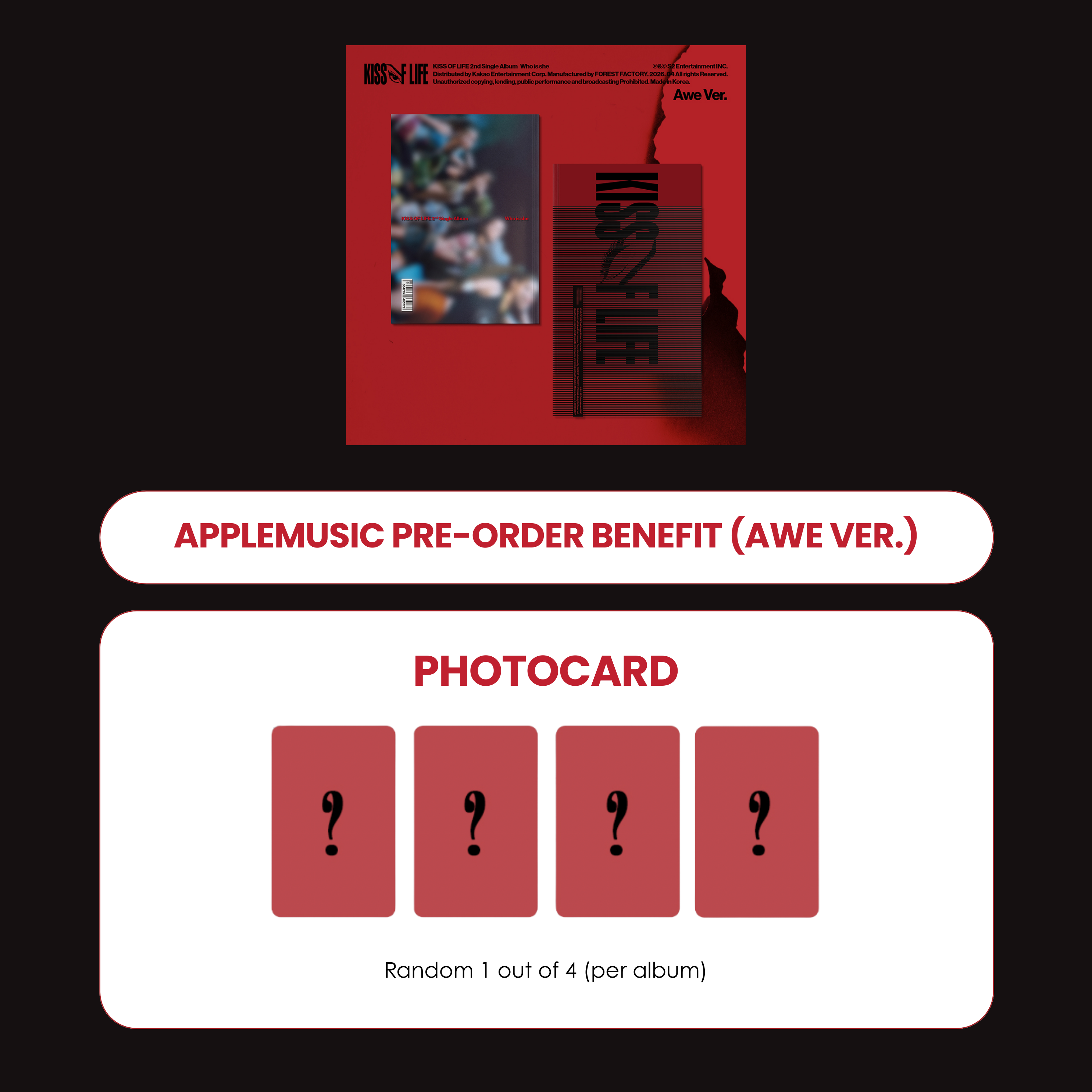 KISS OF LIFE 2ND SINGLE ALBUM - WHO IS SHE (AWE VER.) + APPLEMUSIC PHOTOCARD (PRE-ORDER)