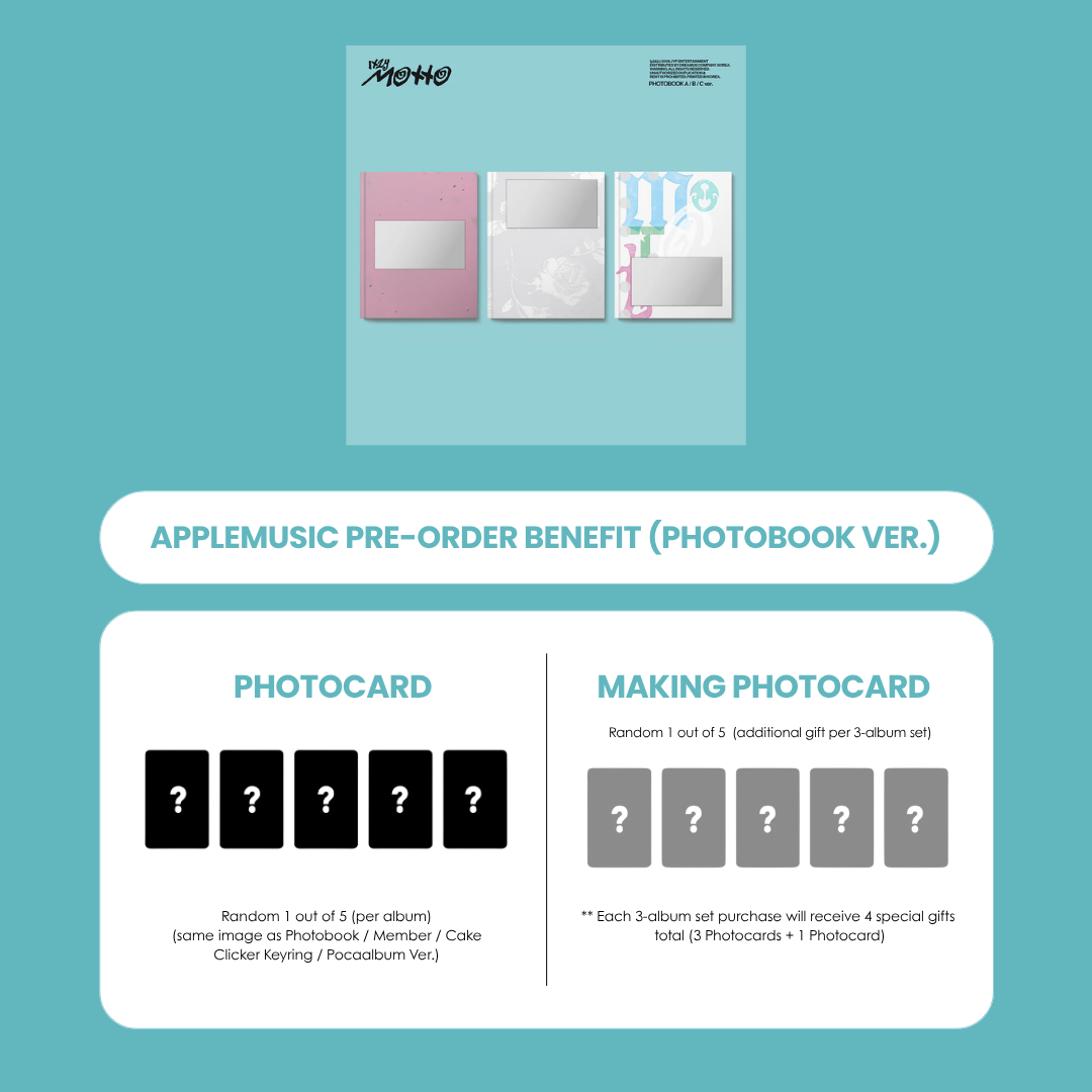 ITZY MINI ALBUM - MOTTO (PHOTOBOOK VER.) + APPLEMUSIC PHOTOCARD (PRE-ORDER)