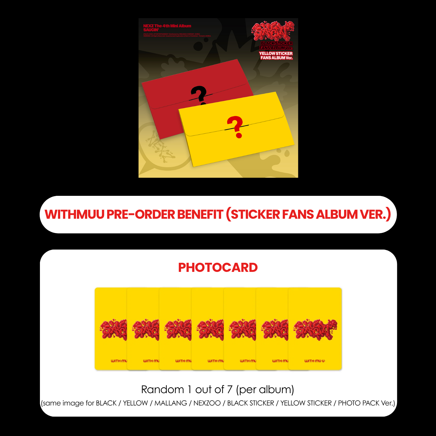 NEXZ 4TH MINI ALBUM - SAUCIN (STICKER FANS ALBUM VER.) + WITHMUU PHOTOCARD (PRE-ORDER)