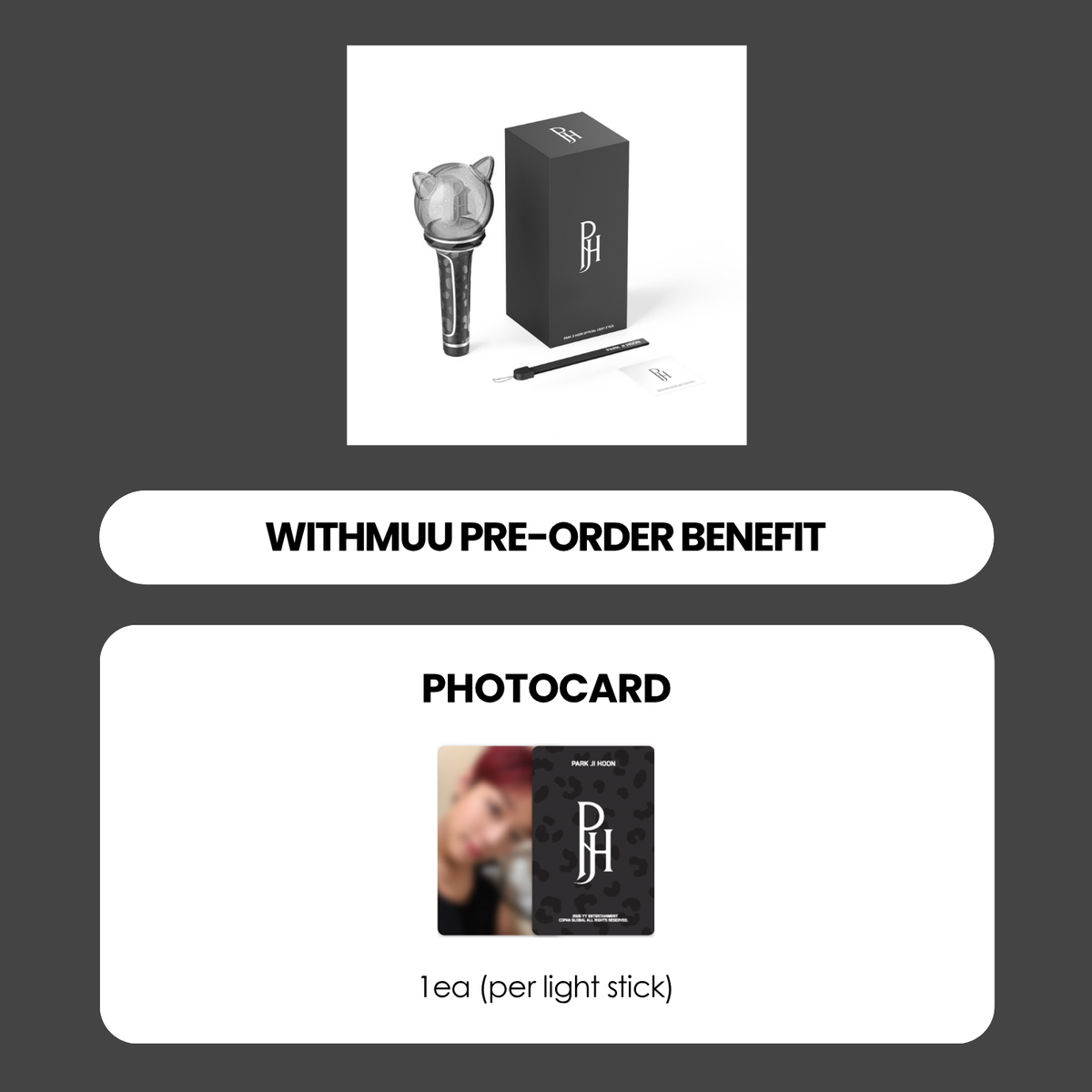 PARK JI HOON OFFICIAL LIGHT STICK VER.2 + WITHMUU PHOTOCARD (PRE-ORDER)
