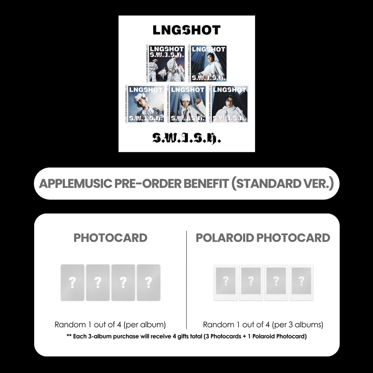 LNGSHOT EP ALBUM - S.W.I.S.H. (STANDARD VER.) + APPLEMUSIC PHOTOCARD (PRE-ORDER)