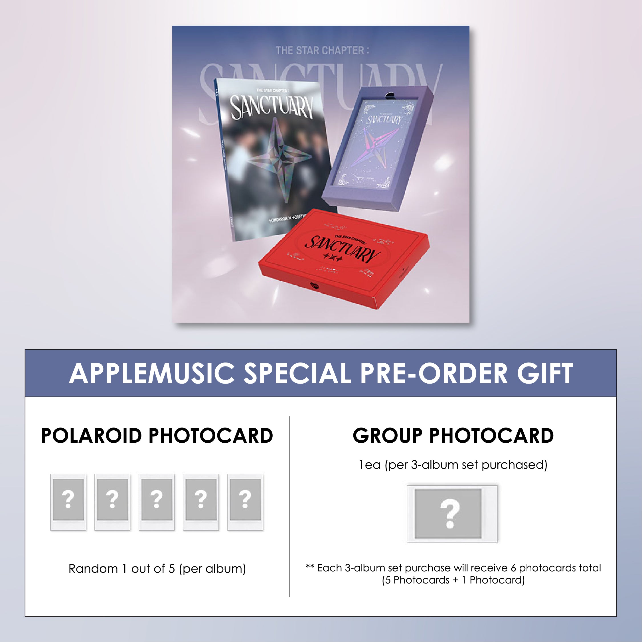 TXT 7TH MINI ALBUM - THE STAR CHAPTER : SANCTUARY + APPLEMUSIC PHOTOCARD