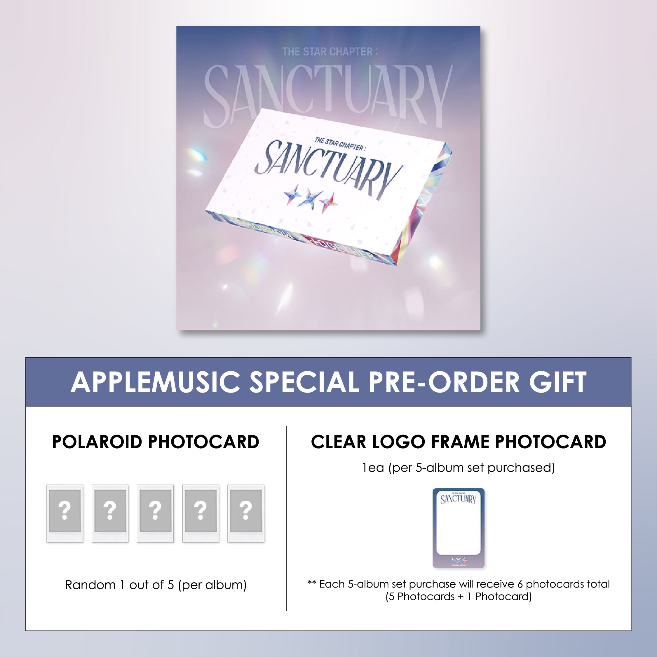 TXT 7TH MINI ALBUM - THE STAR CHAPTER : SANCTUARY (ANGEL VER.) + APPLEMUSIC PHOTOCARD