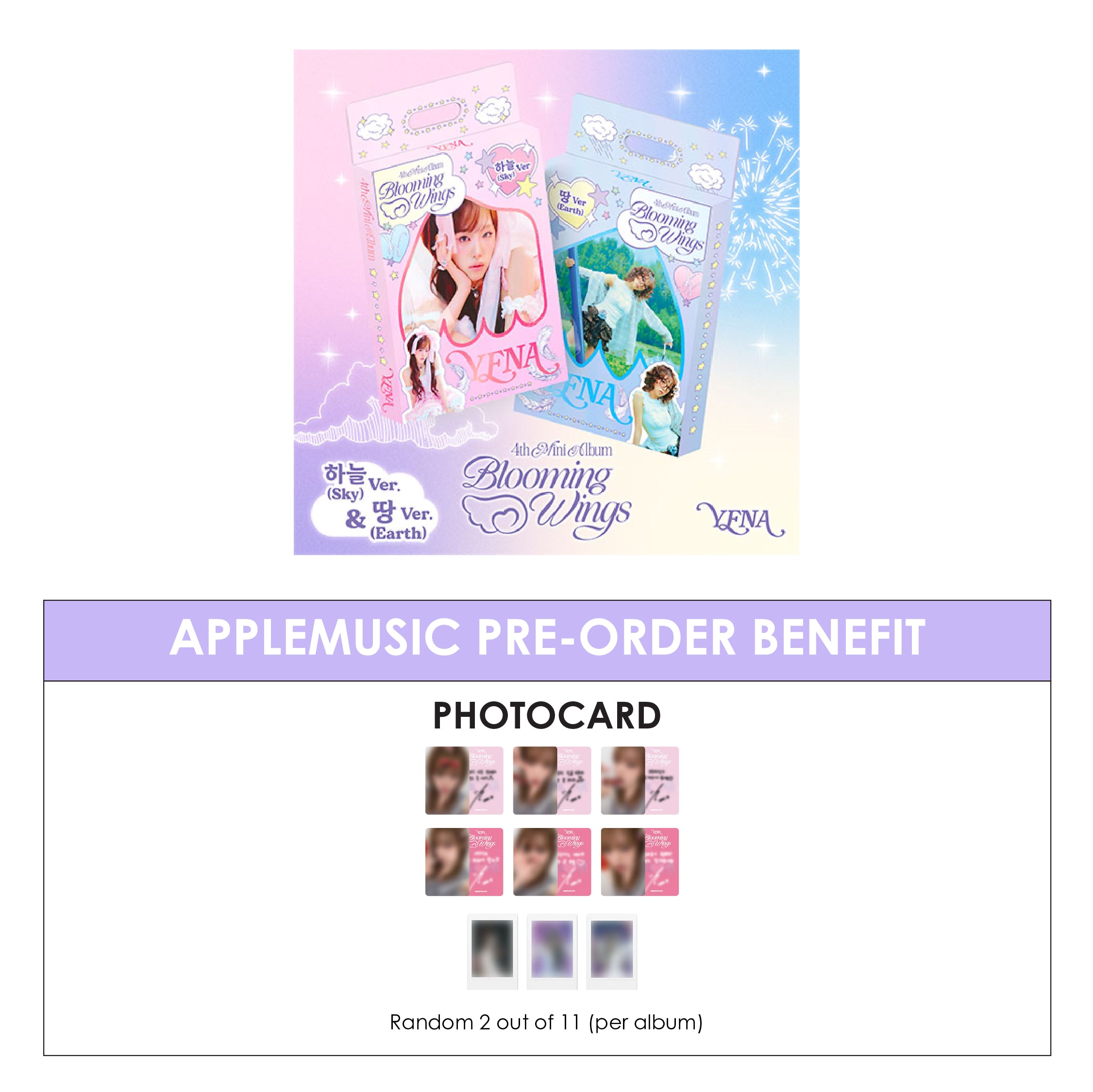 YENA 4TH MINI ALBUM - BLOOMING WINGS + APPLEMUSIC PHOTOCARD