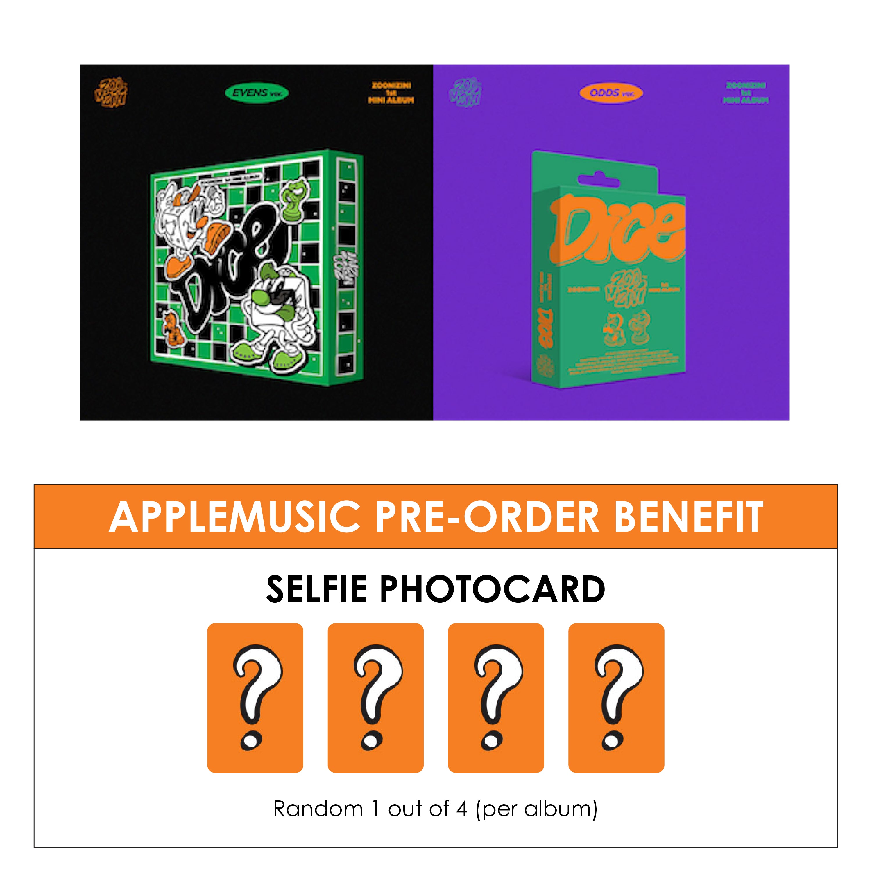 ZOONIZINI 1ST MINI ALBUM - DICE (META) + APPLEMUSIC PHOTOCARD