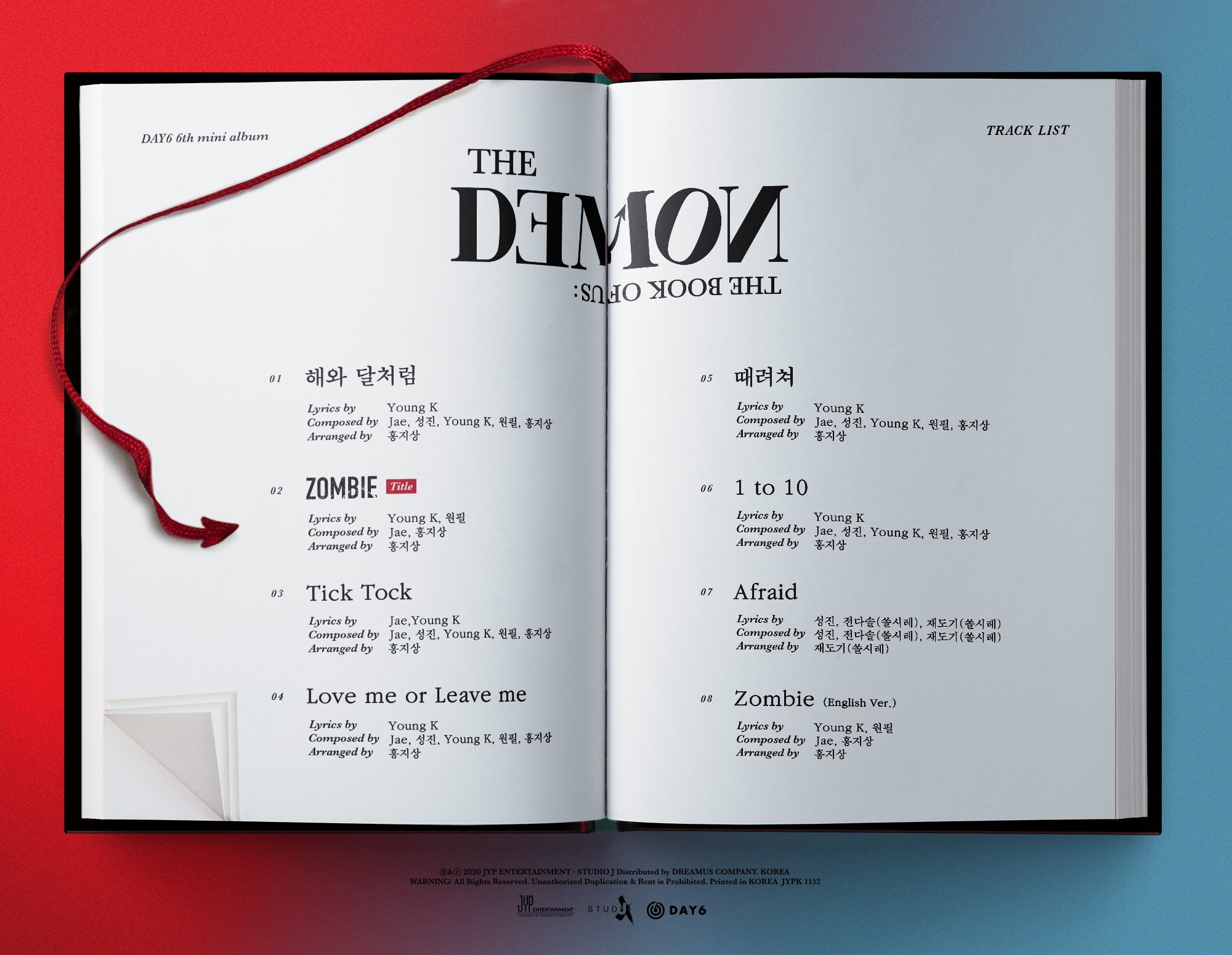 DAY6 6TH MINI ALBUM - THE BOOK OF US : THE DEMON + EXCLUSIVE PHOTOCARD SET (PRINTED SIGNATURES) (4618546937905)