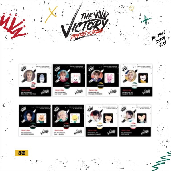 STRAY KIDS X SKZOO 'THE VICTORY' SKZ MD - 07. SKZ X SKZOO PIN BUTTON SET