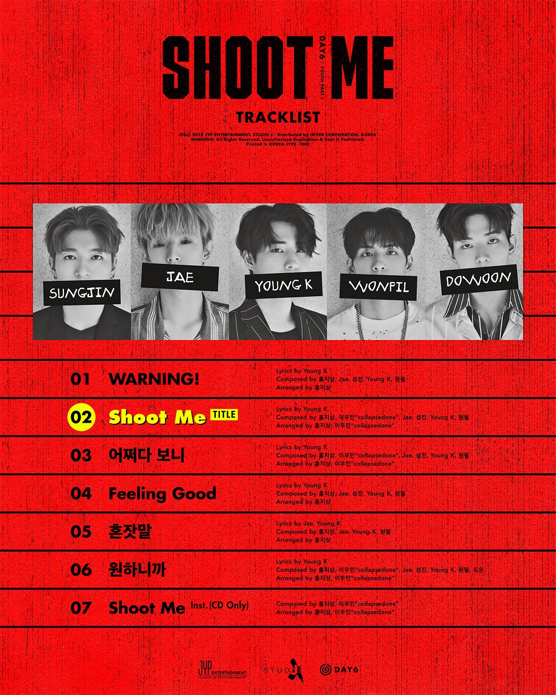 DAY6 3RD MINI ALBUM - SHOOT ME : YOUTH PART 1