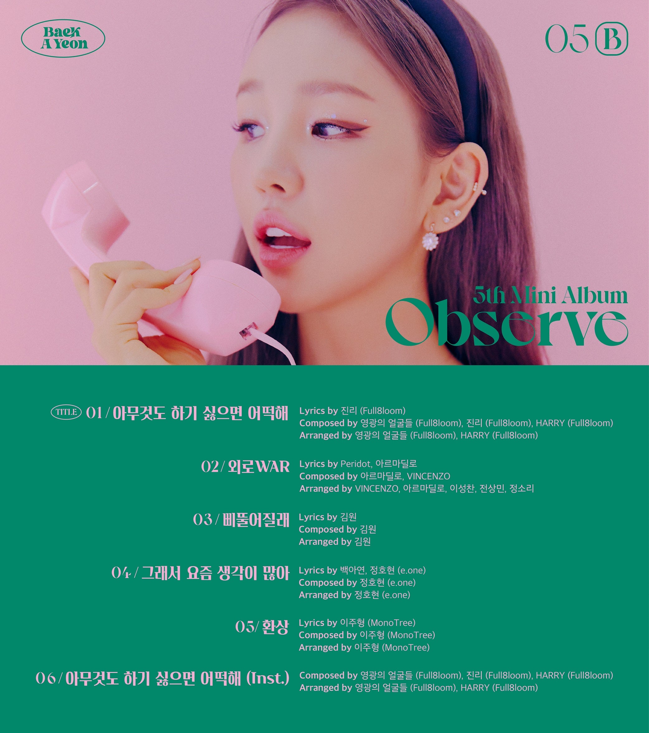 BAEK A YEON 5TH MINI ALBUM - OBSERVE