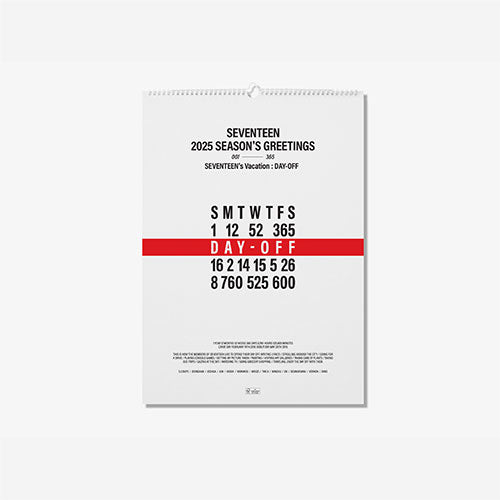 SEVENTEEN 2025 WALL CALENDAR