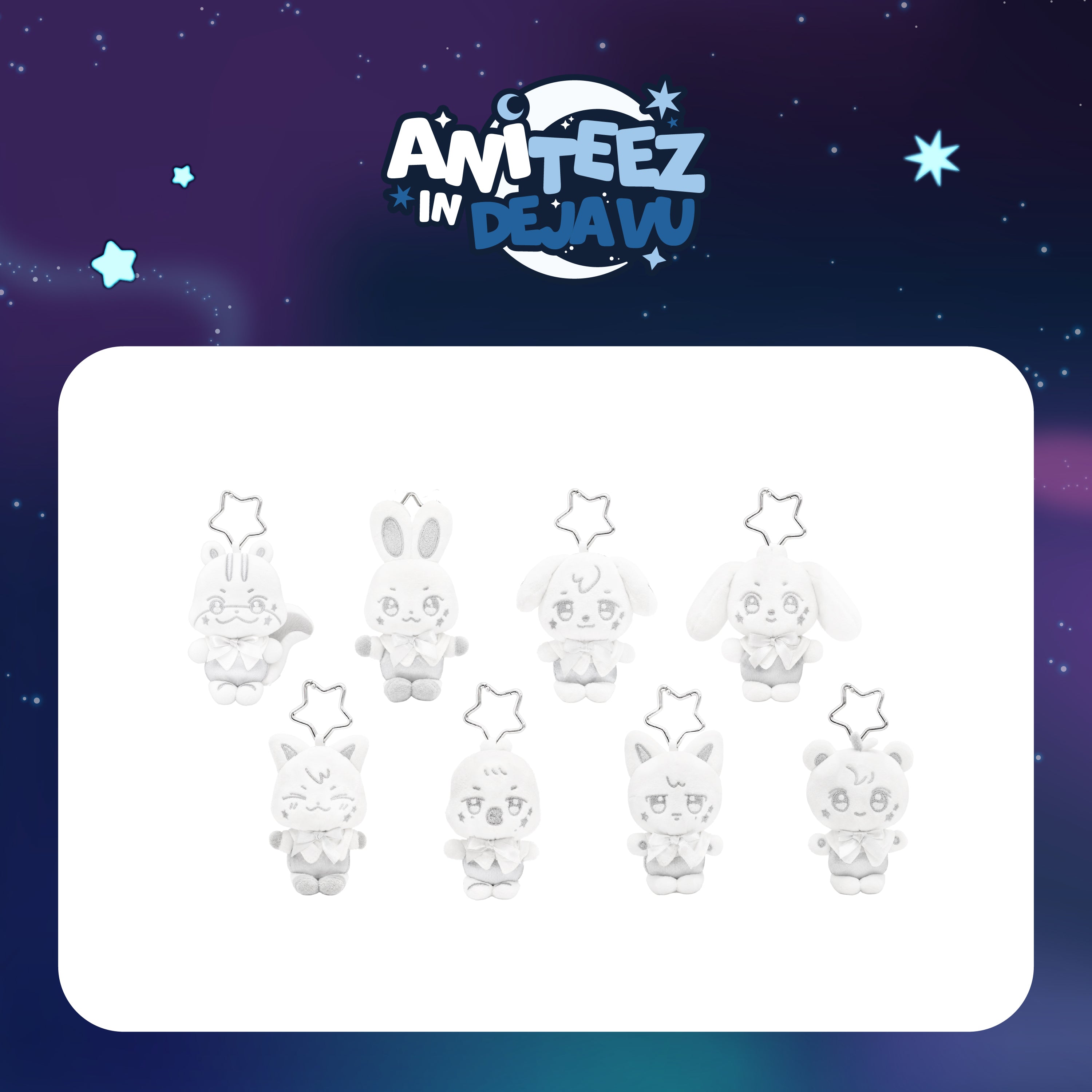 ATEEZ X ANITEEZ POP-UP [ANITEEZ IN DEJA VU] OFFICIAL MD - 02. SILVER ANITEEZ PLUSH KEYRING (PRE-ORDER)