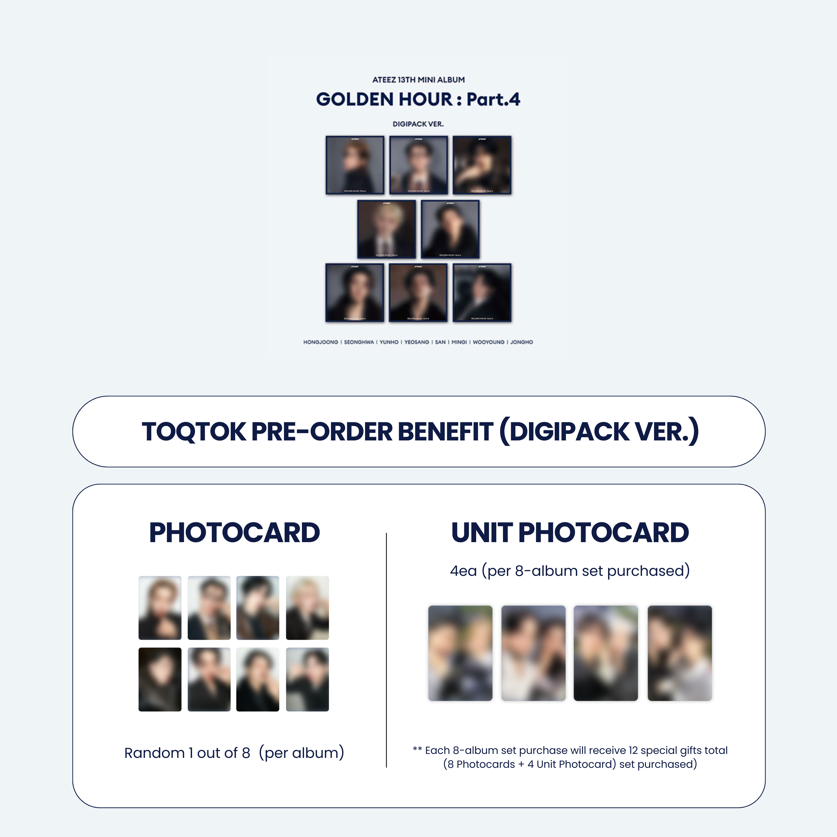 ATEEZ 13TH MINI ALBUM - GOLDEN HOUR : PART.4 (KOREA VER.) (DIGIPACK) + TOKTOQ PHOTOCARD