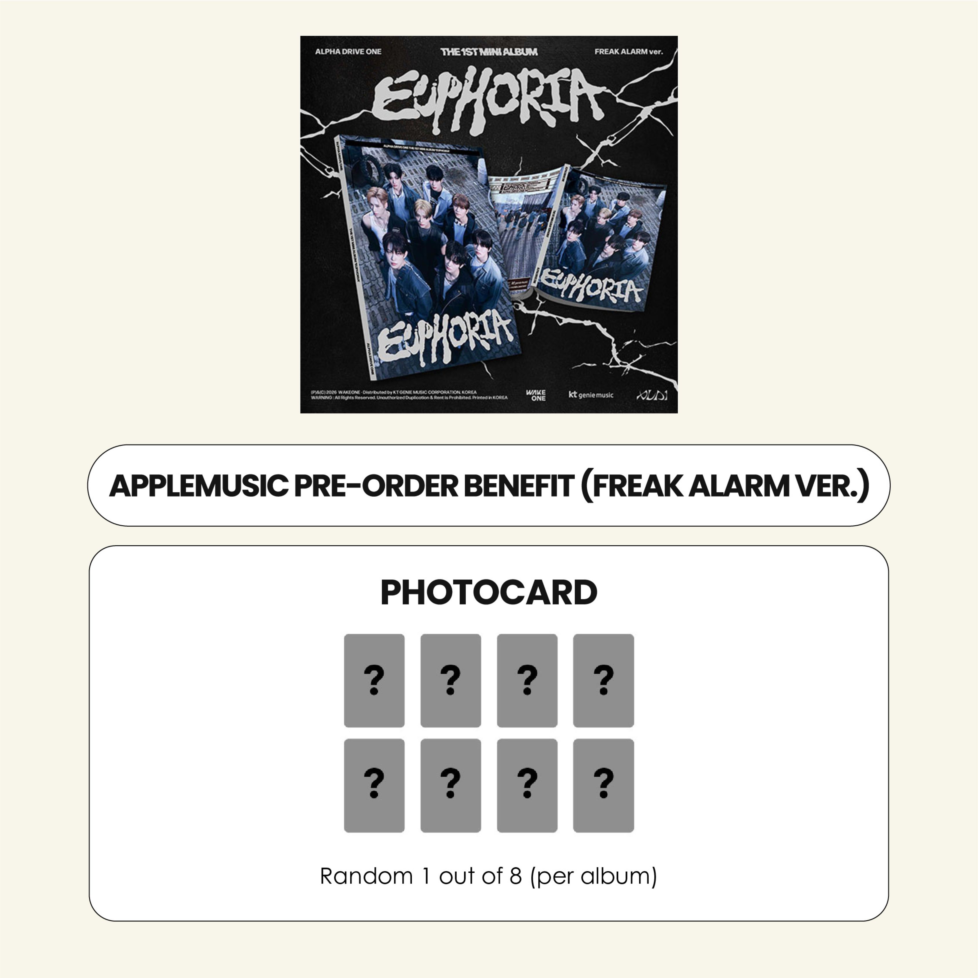 ALPHA DRIVE ONE 1ST MINI ALBUM - EUPHORIA (FREAK ALARM VER.) + APPLEMUSIC PHOTOCARD