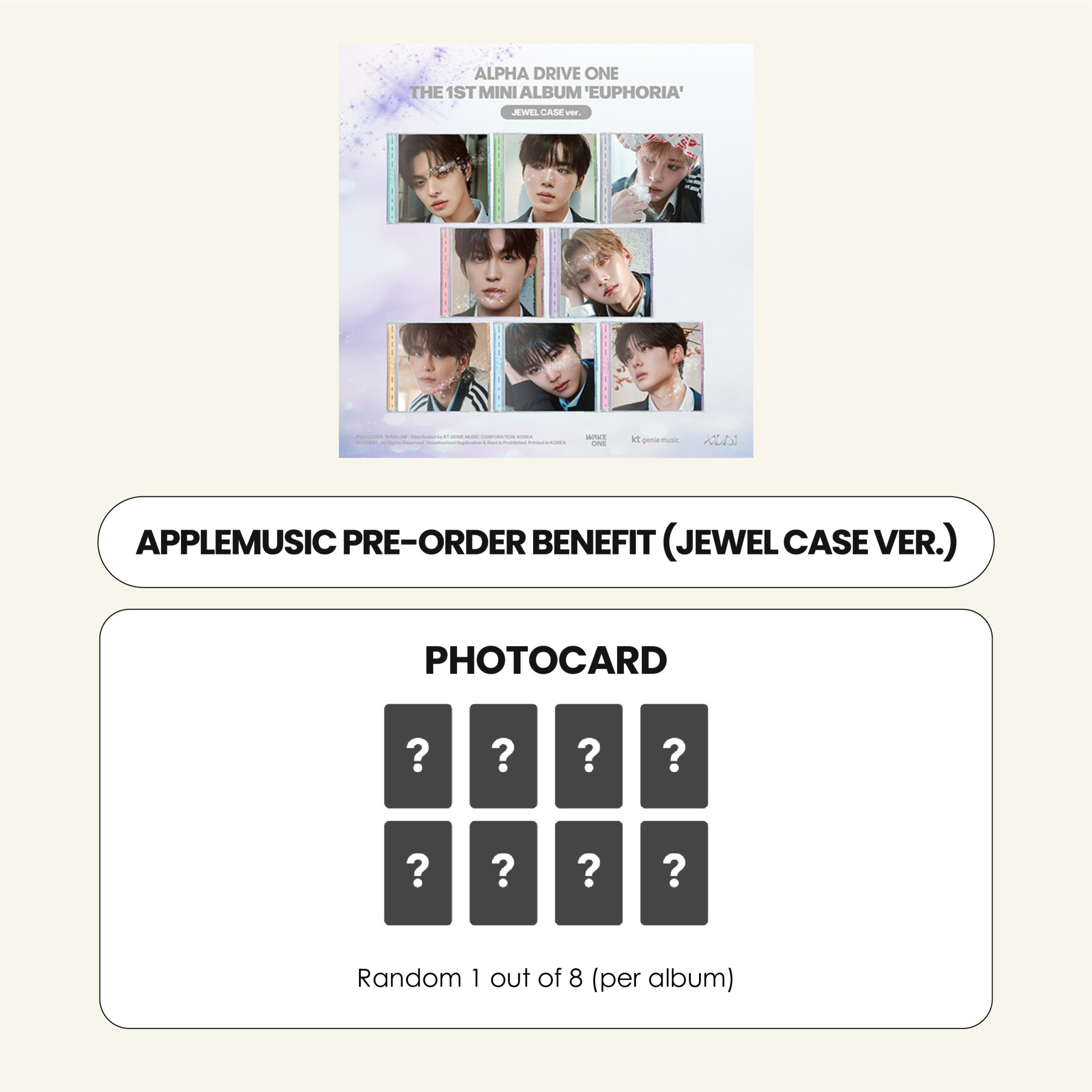 ALPHA DRIVE ONE 1ST MINI ALBUM - EUPHORIA (JEWEL CASE VER.) + APPLEMUSIC PHOTOCARD