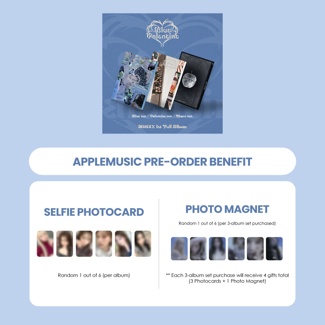 NMIXX 1ST ALBUM - BLUE VALENTINE + APPLEMUSIC PHOTOCARD + PHOTO MAGNET (PRE-ORDER)