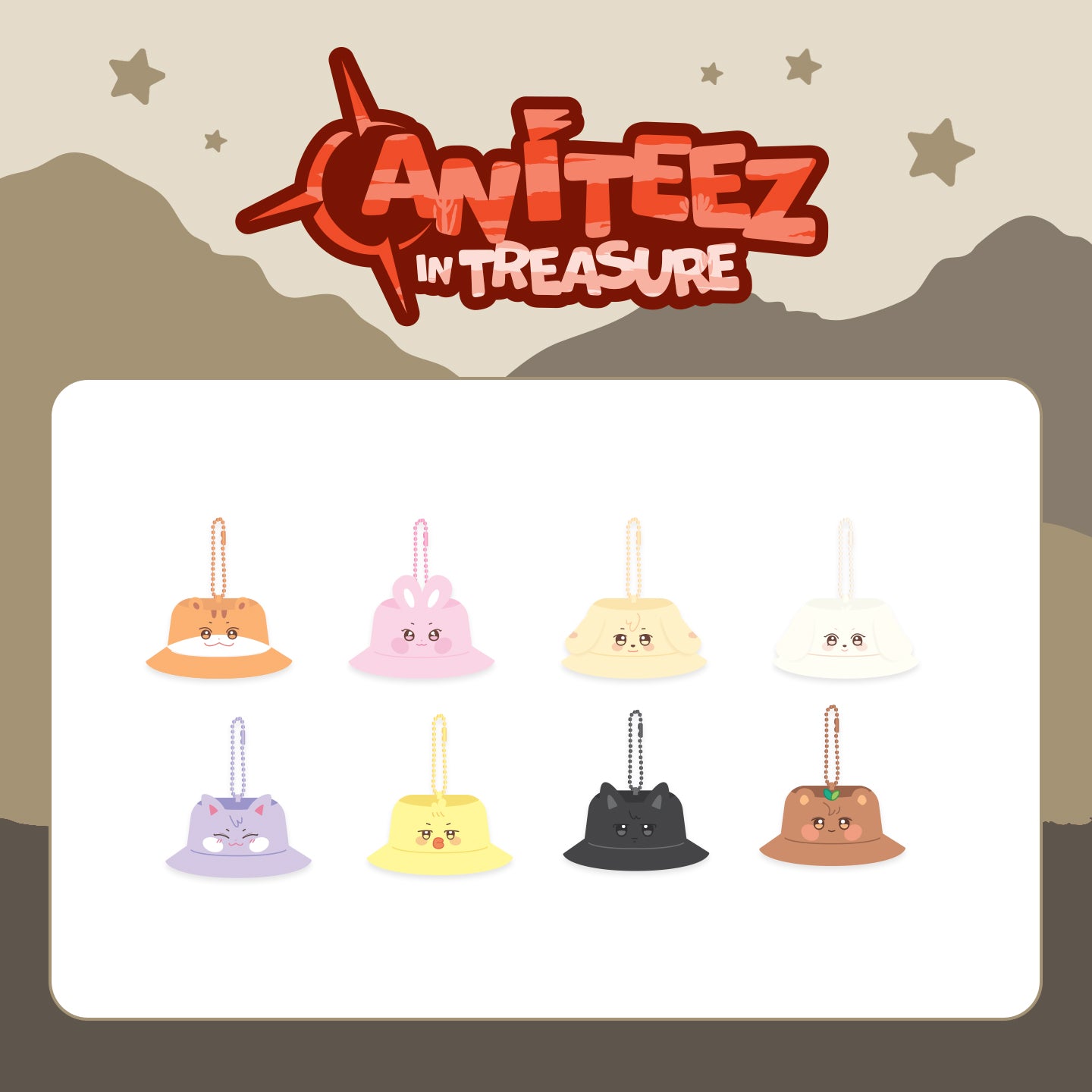 ATEEZ X ANITEEZ [ANITEEZ IN TREASURE] OFFICIAL MD - 16. BUCKET HAT KEYRING (PRE-ORDER)