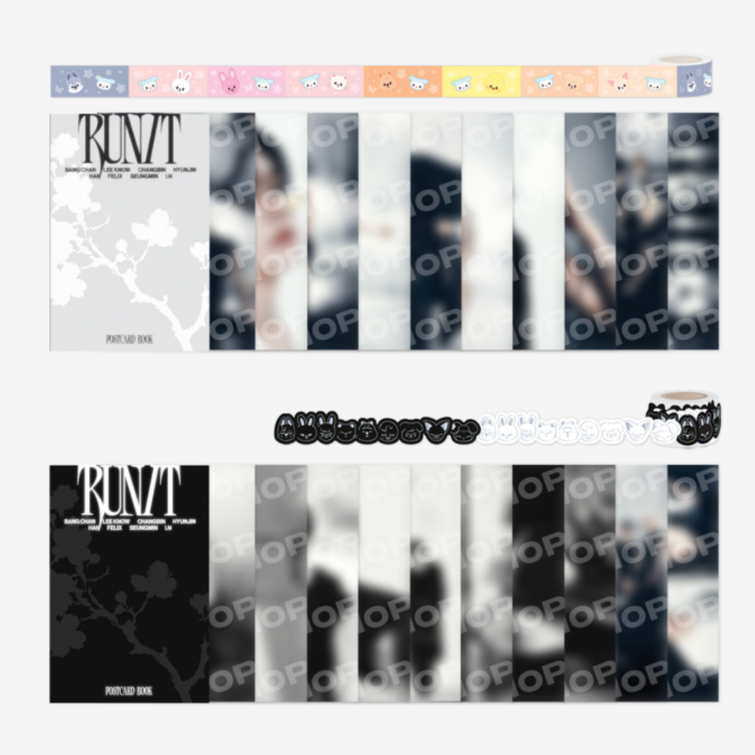 STRAY KIDS WORLD TOUR [RUN IT SEOUL] OFFICIAL MD - 24. POSTCARD BOOK & ROLL STICKER SET